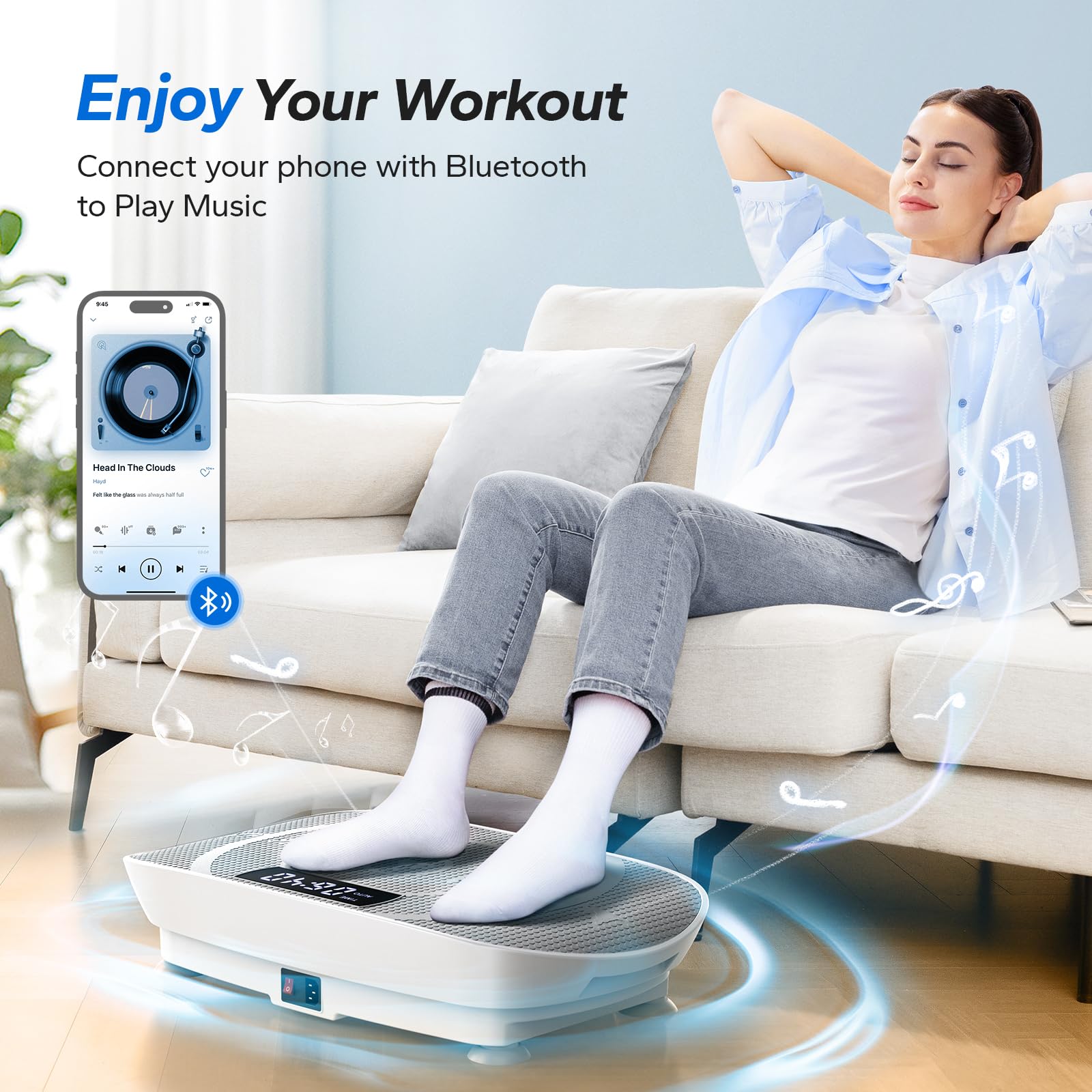 Whole Body Vibration Plate with Auto Modes, Non-Slip Vibrate Fitness Machine for Women & Men