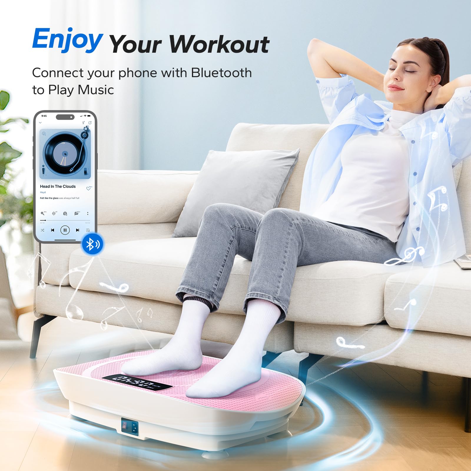 Whole Body Vibration Plate with Auto Modes, Non-Slip Vibrate Fitness Machine for Women & Men