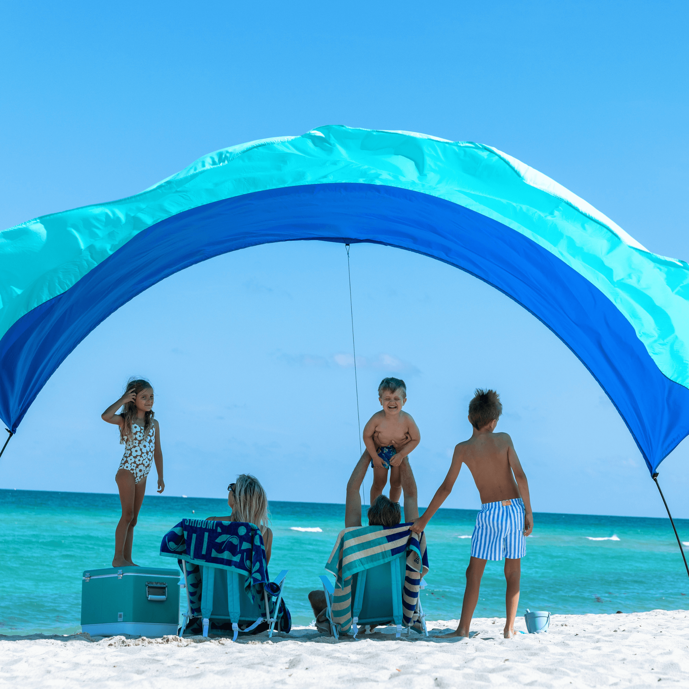 Wind-Assisted Beach Shade Canopy - Lightweight Portable Sun Shelter for Beach, Camping & Park