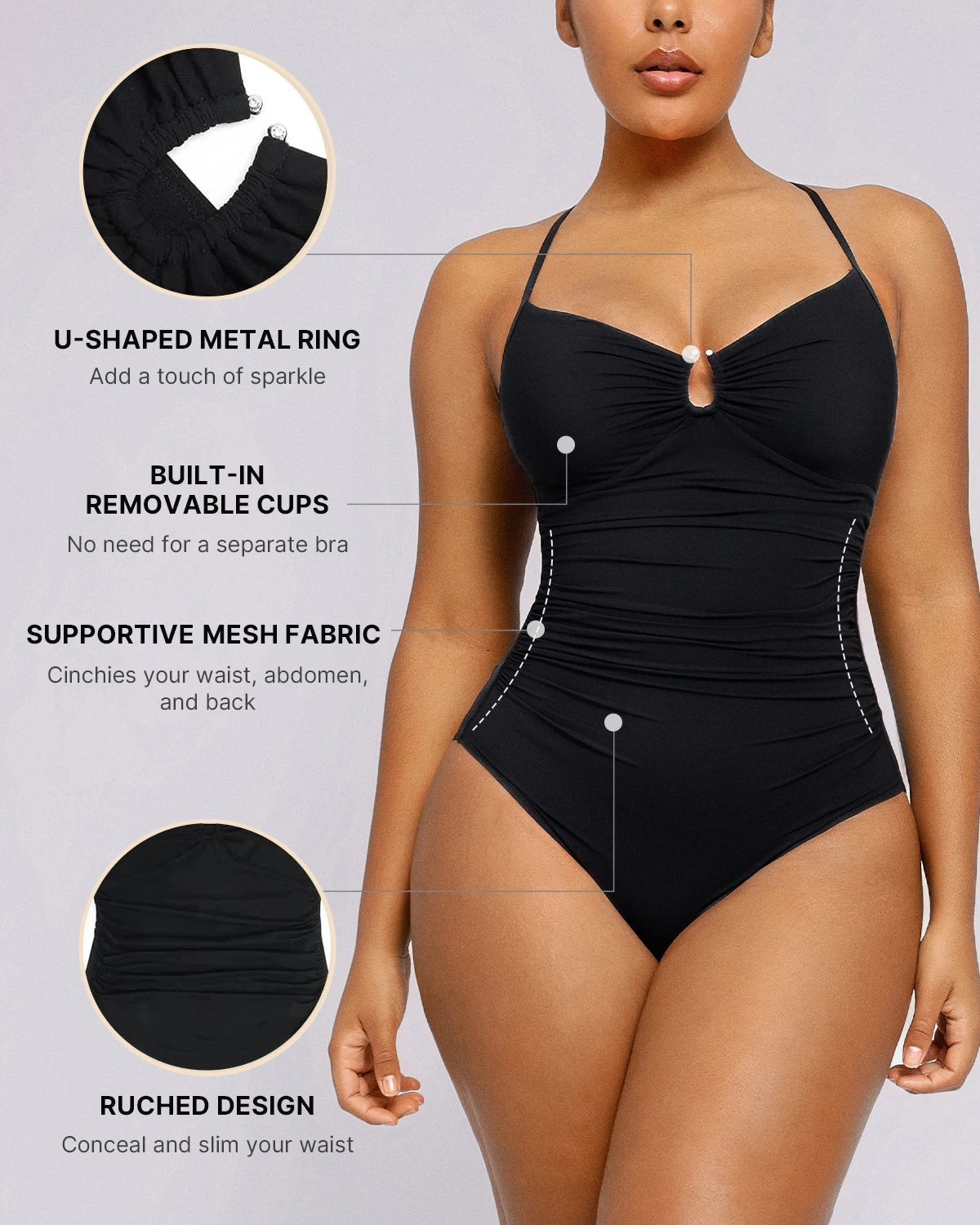U-Ring Cut Out Shaping Swimsuit