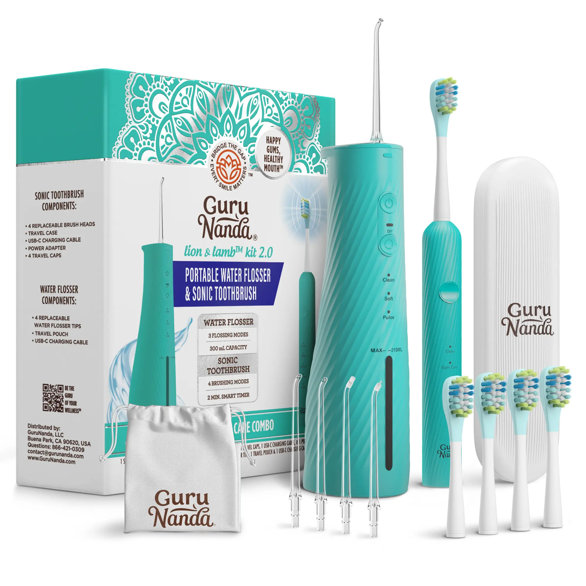 Electric Toothbrush and Water Flosser Combo, Complete Oral Care Kit with 4 Jet Tips & 4 Brush Heads