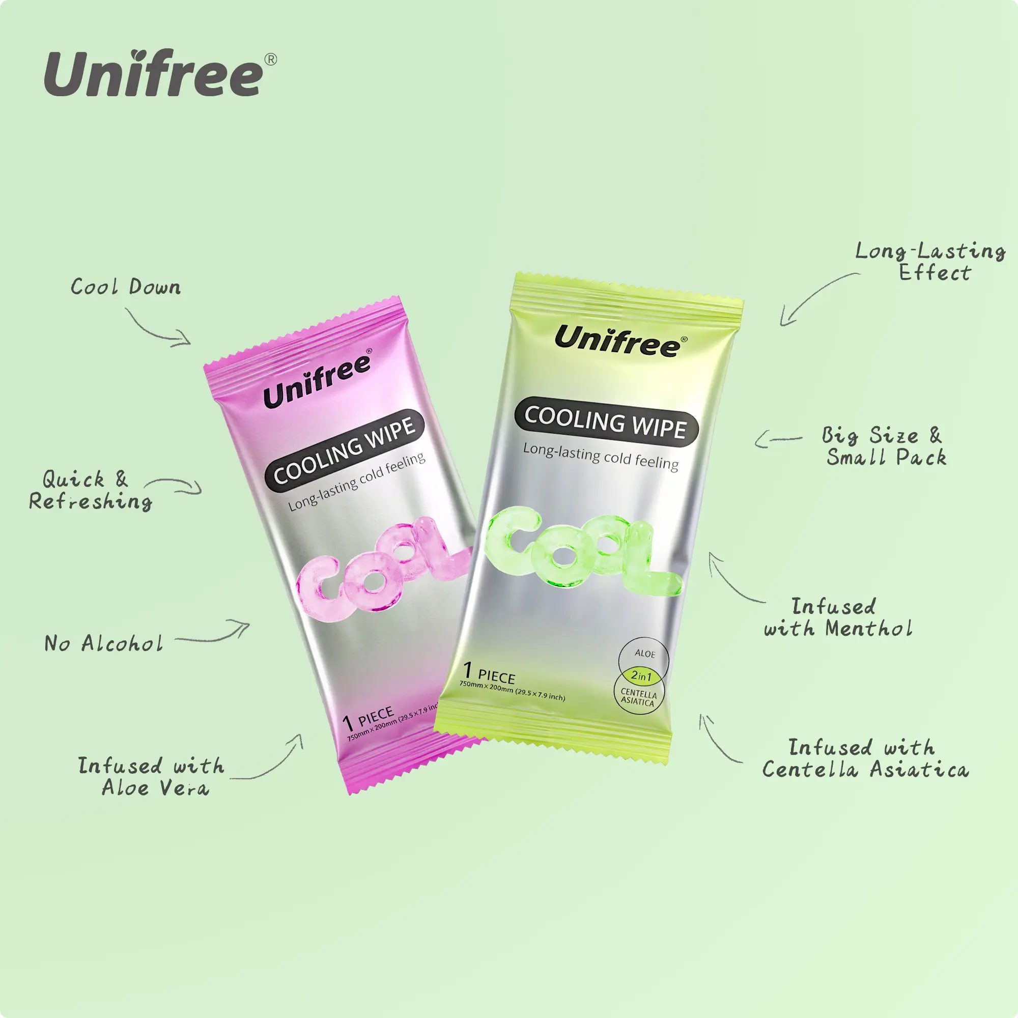 Unifree Summer Cooling Kit: Towels & XL Menthol Wipes for Instant Body Relief