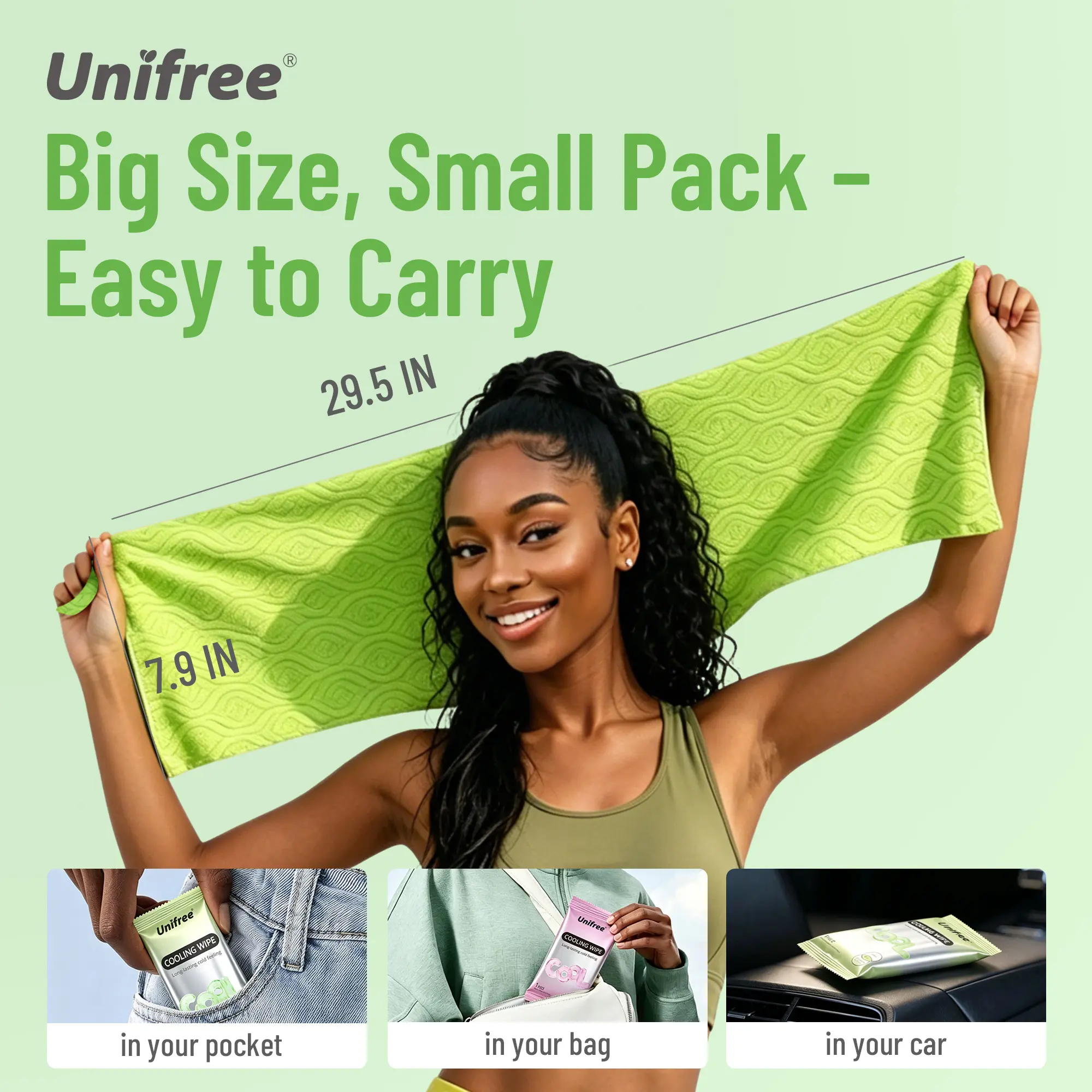 Unifree Summer Cooling Kit: Towels & XL Menthol Wipes for Instant Body Relief