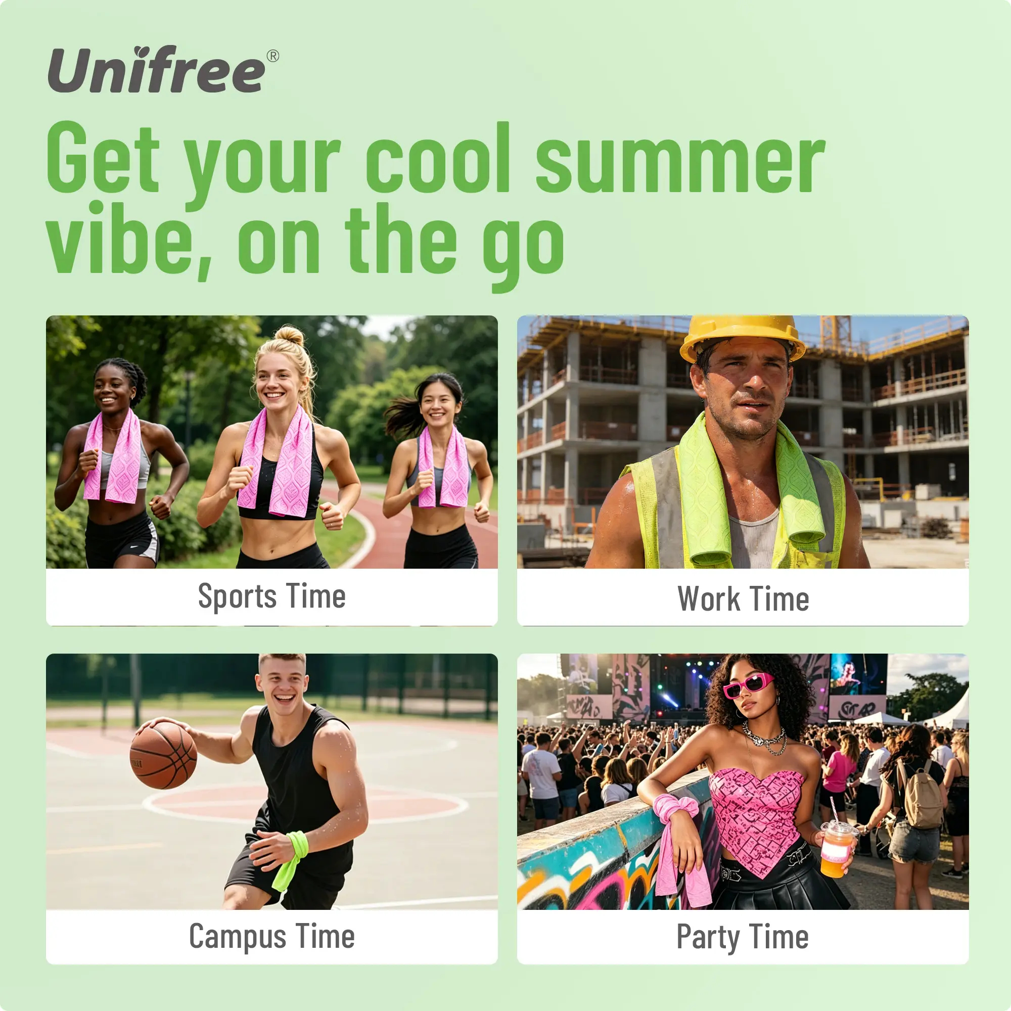 Unifree Summer Cooling Kit: Towels & XL Menthol Wipes for Instant Body Relief