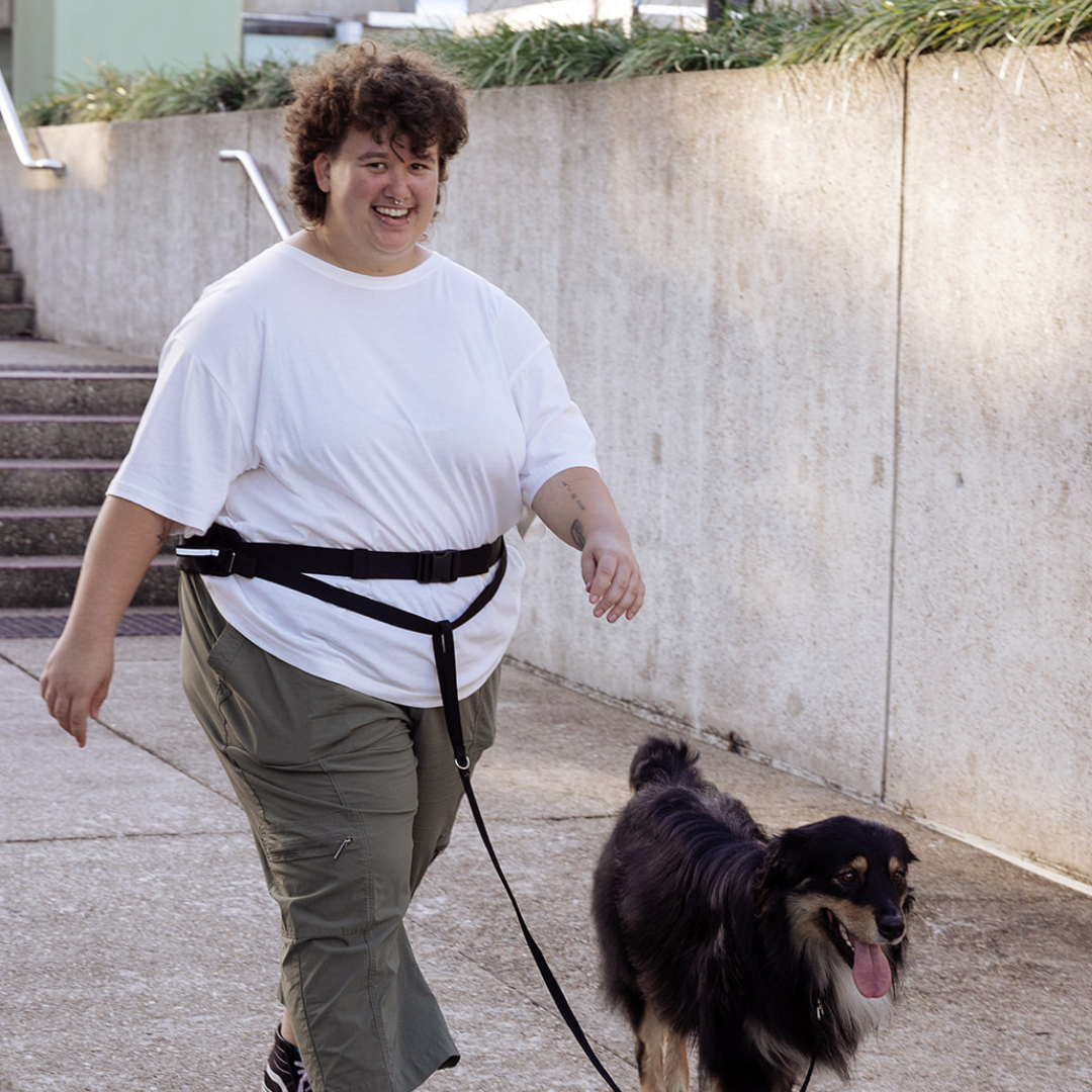 Hands-Free Dog Leash Belt - Adjustable Running & Walking Waist Leash for Dogs with Pouch