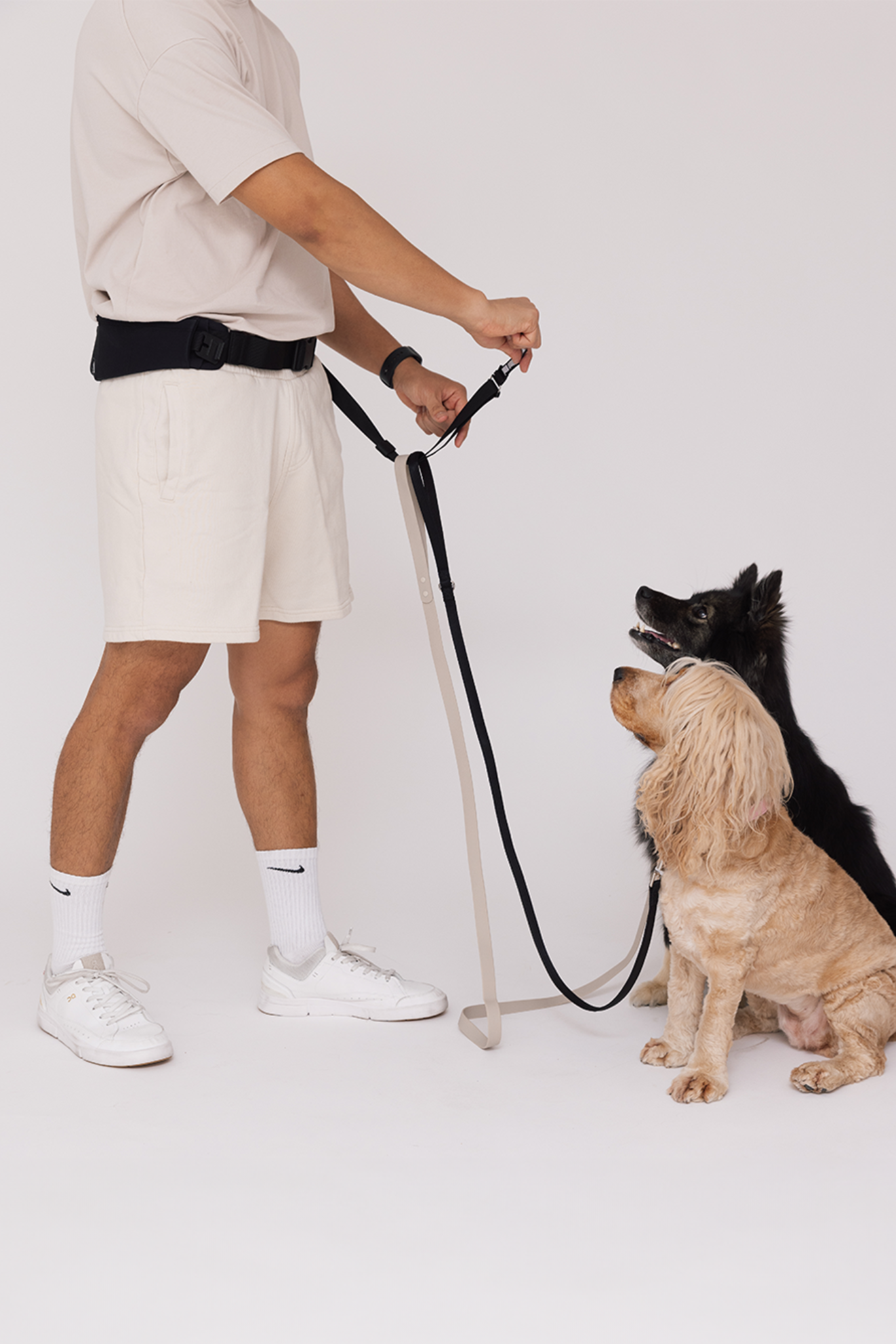 Hands-Free Dog Leash Belt - Adjustable Running & Walking Waist Leash for Dogs with Pouch