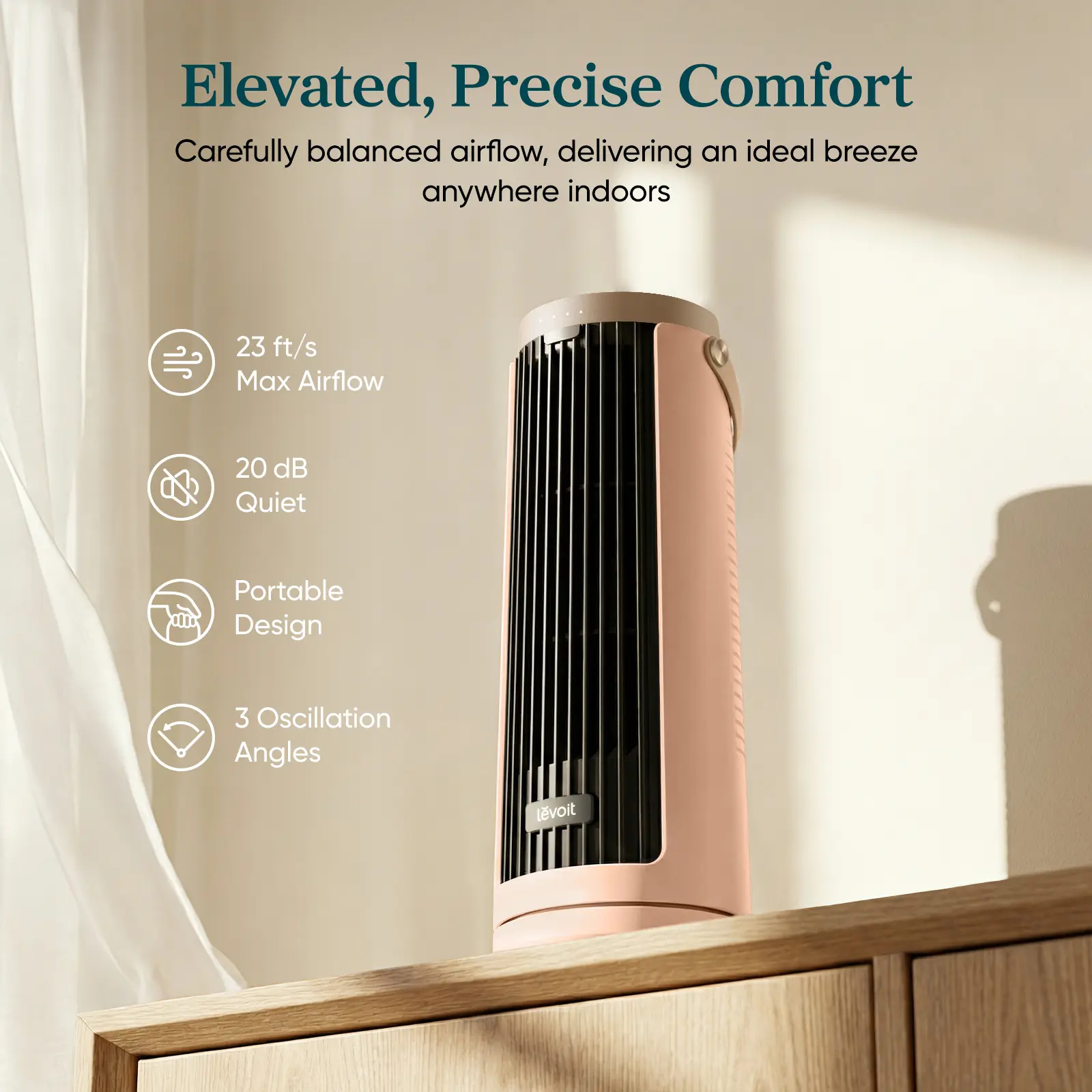 Levoit Windi Mini Pro Portable Desk Tower Fan