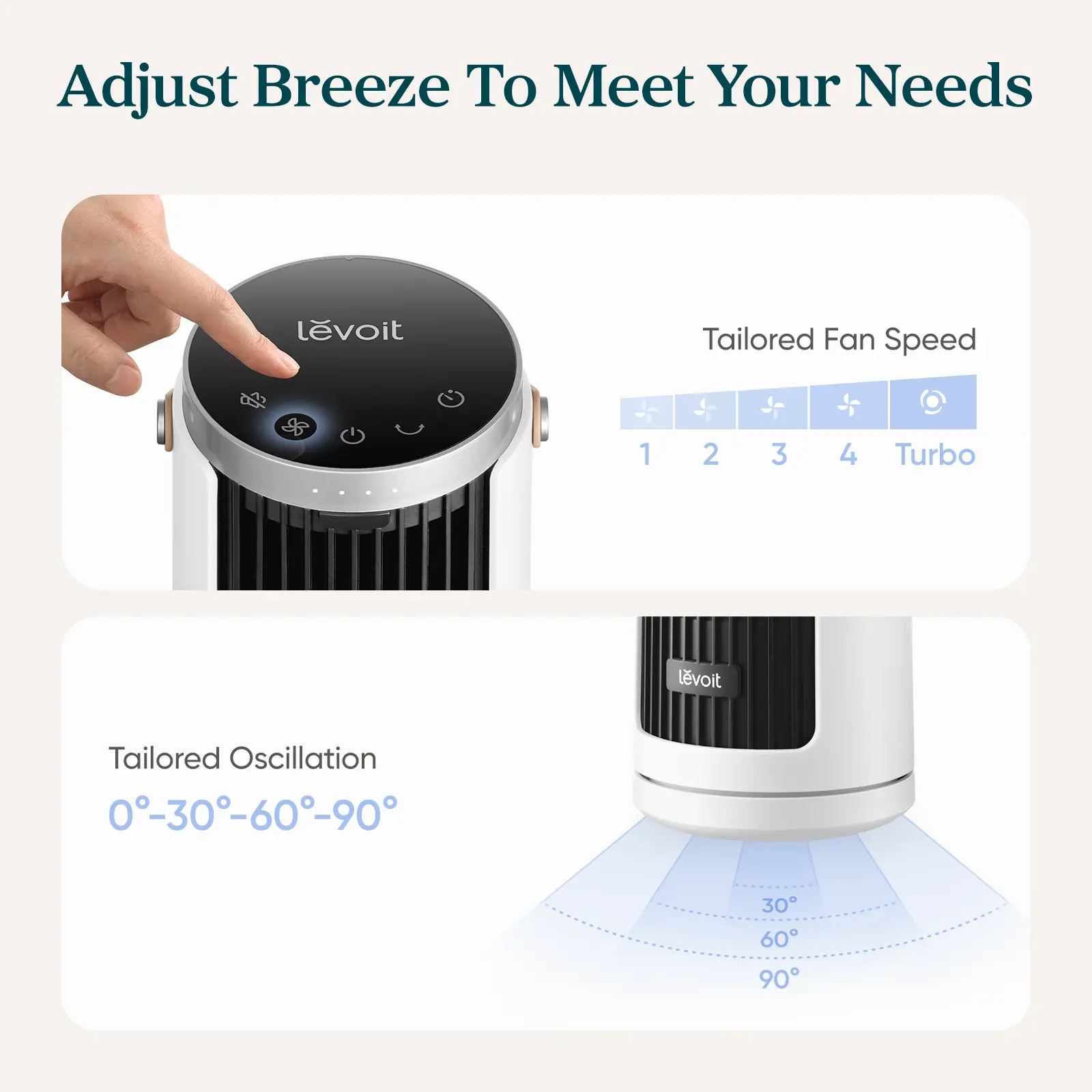 Levoit Windi Mini Pro Portable Desk Tower Fan