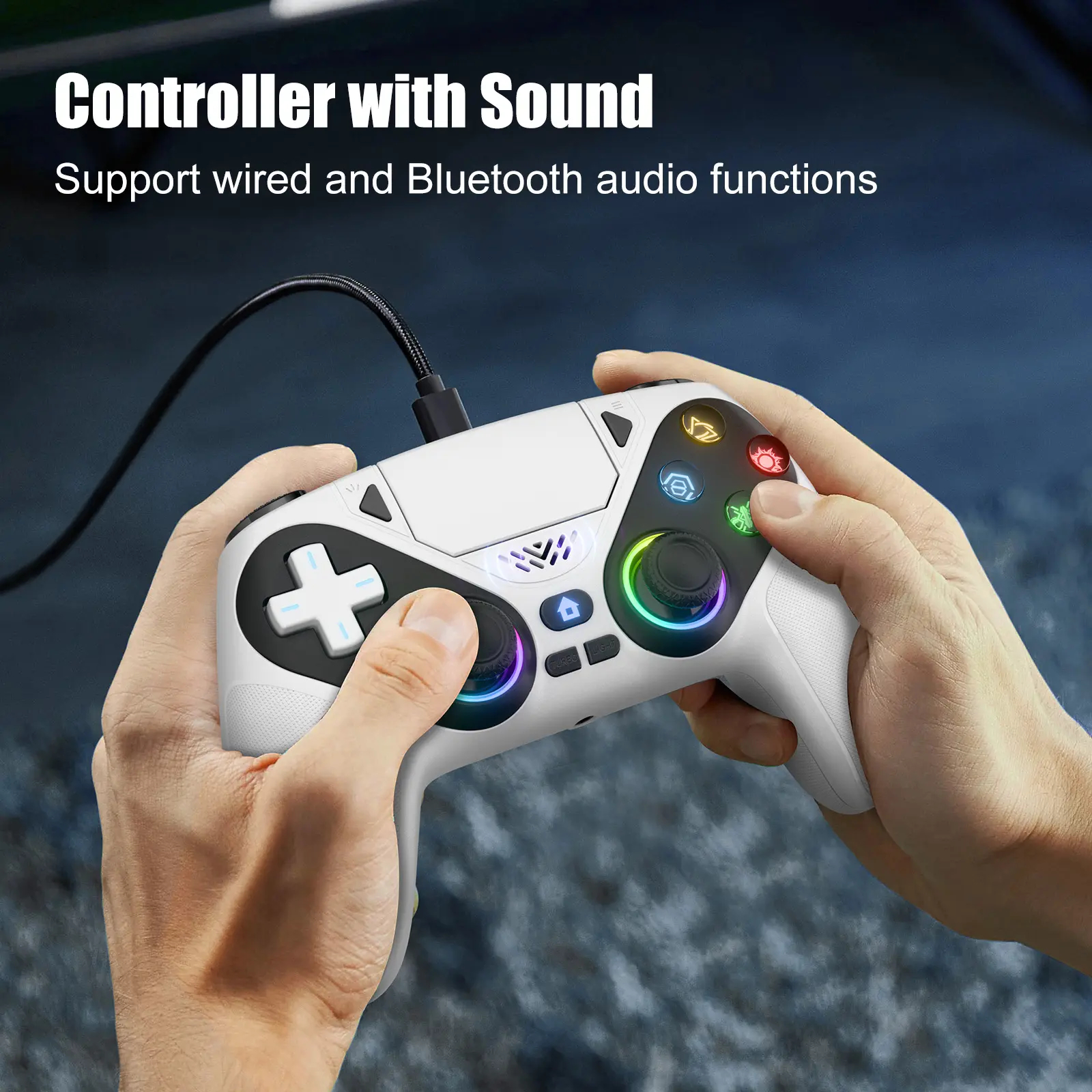 Wireless RGB Gaming Controller for PS5 & PC（1 Pair）