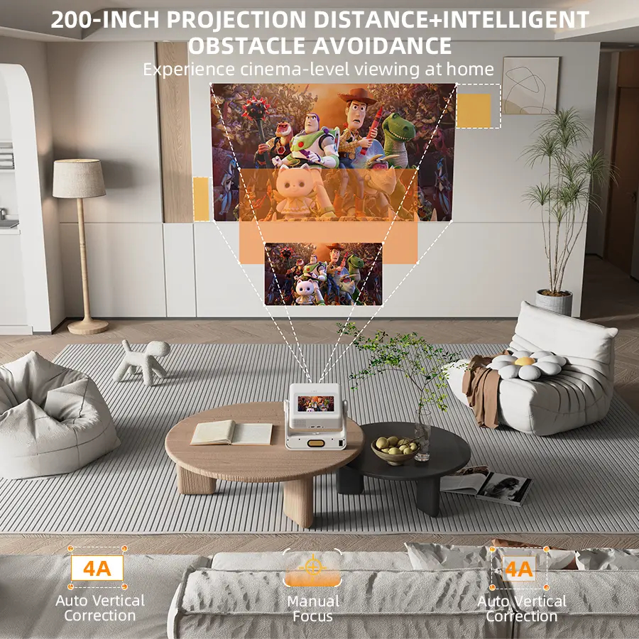XBJ 4K Mini Projector, Native 1080P Portable Movie Projector with Auto Keystone & WiFi