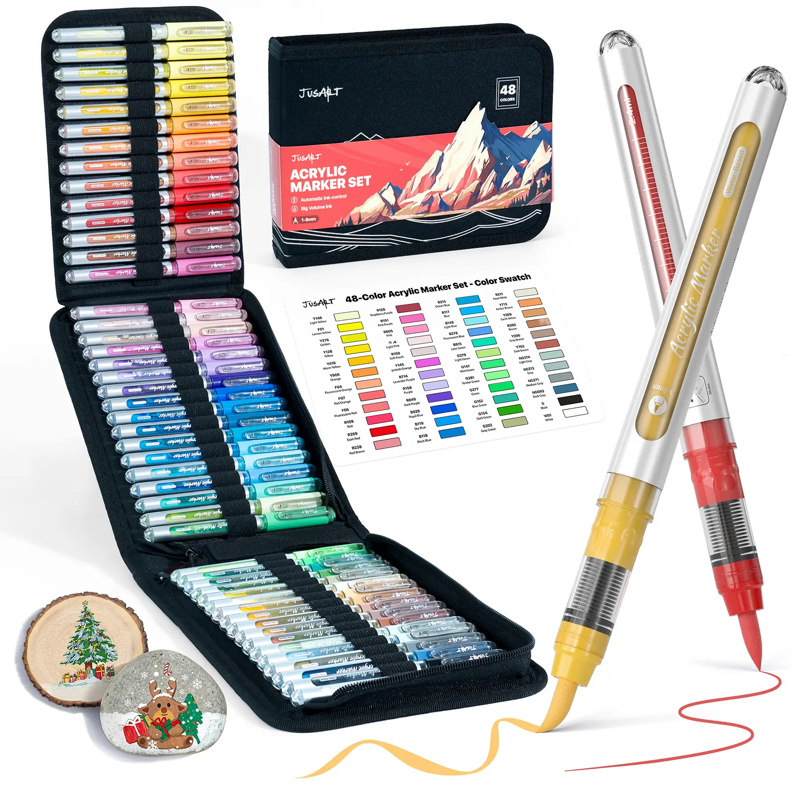 JusArt 72 Colors Acrylic Paint Markers Set - Water Based