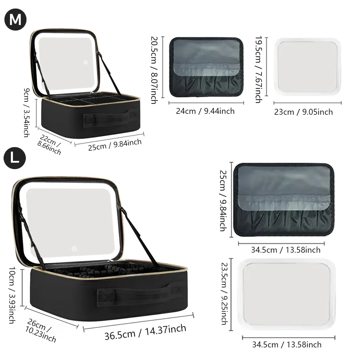 Travel Makeup Bag with LED Mirror