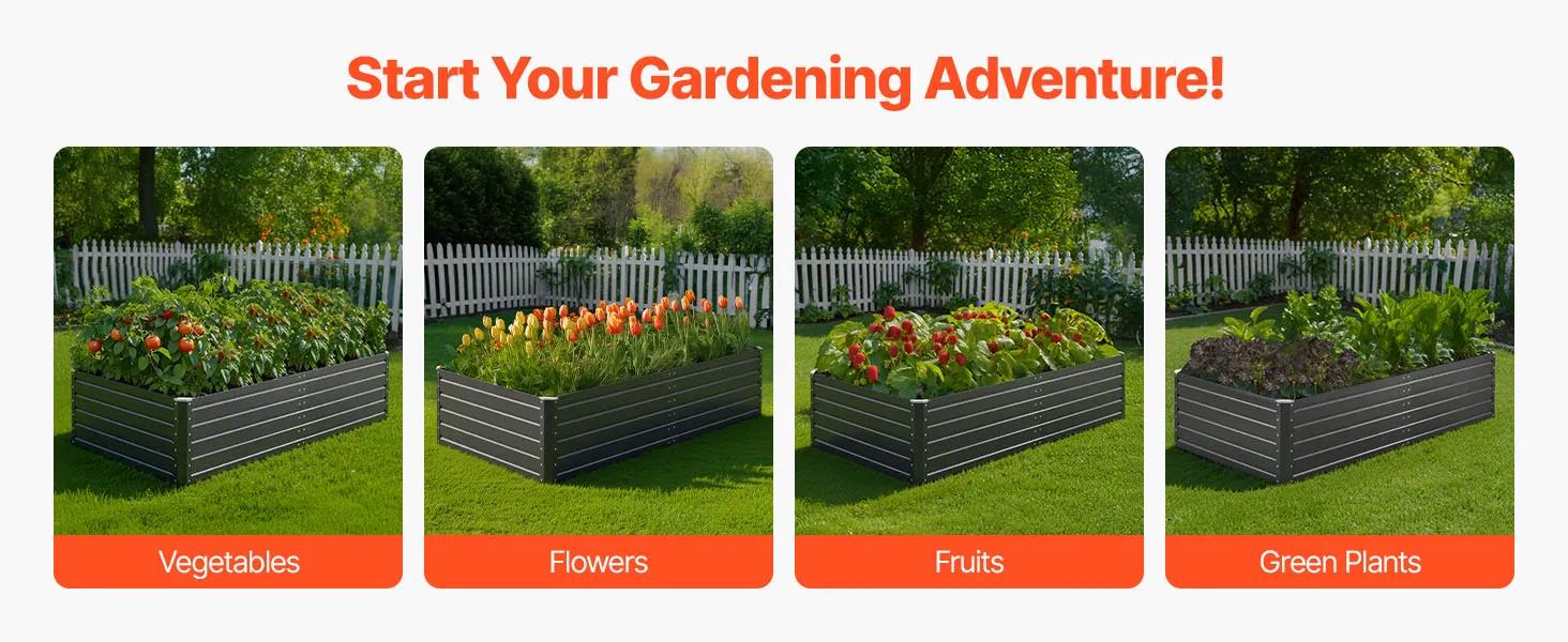 【Summerfinds】VEVOR Metal Raised Garden Bed 6.7 x 3 x 1.5 ft Outdoor Galvalume Planter Garden BoxOpen Bottom DesignLarge Planter Raised Bed for Growing VegetablesFlowersHerbsand SucculentsGrayOutdoor Metal PlanterPlanters For O, Outdoor Metal Planter, R