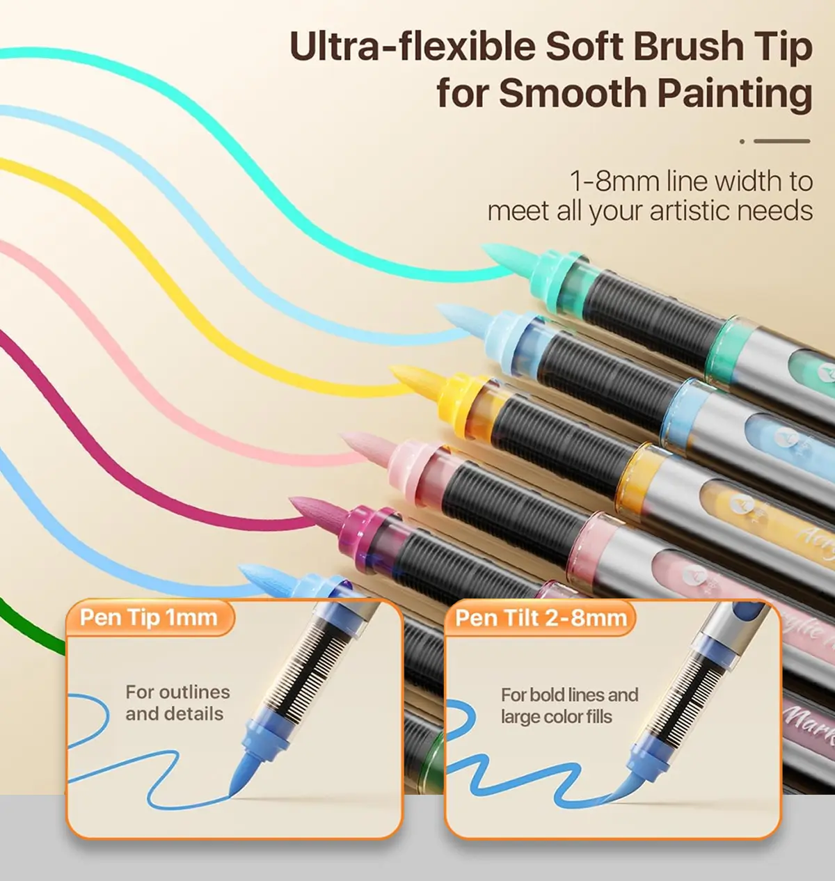 JusArt 72 Colors Acrylic Paint Markers Set - Water Based