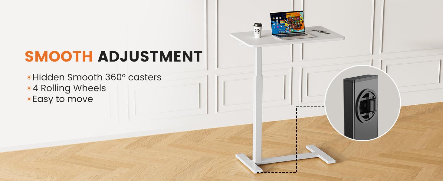 Sweetcrispy L-Shaped Modern Bedside Table with Wheels, Adjustable Height Tray, Mobile Laptop PC Workstation, Indoor Furniture for Home Use Sweetcrispy L-Shaped Modern Bedside Table with Wheels, Adjustable Height Tray, Mobile Laptop PC Workstation, Indoor Furniture for Home Use
