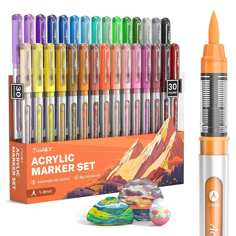 JusArt 72 Colors Acrylic Paint Markers Set - Water Based