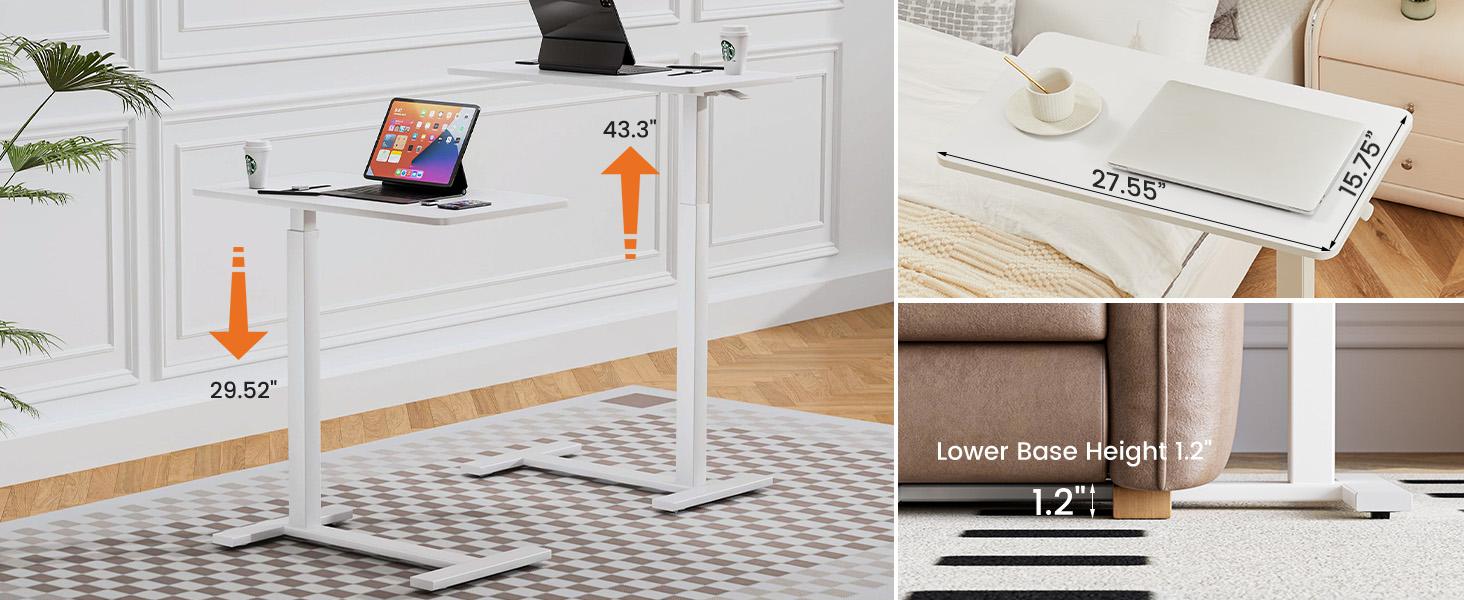 Sweetcrispy L-Shaped Modern Bedside Table with Wheels, Adjustable Height Tray, Mobile Laptop PC Workstation, Indoor Furniture for Home Use Sweetcrispy L-Shaped Modern Bedside Table with Wheels, Adjustable Height Tray, Mobile Laptop PC Workstation, Indoor Furniture for Home Use