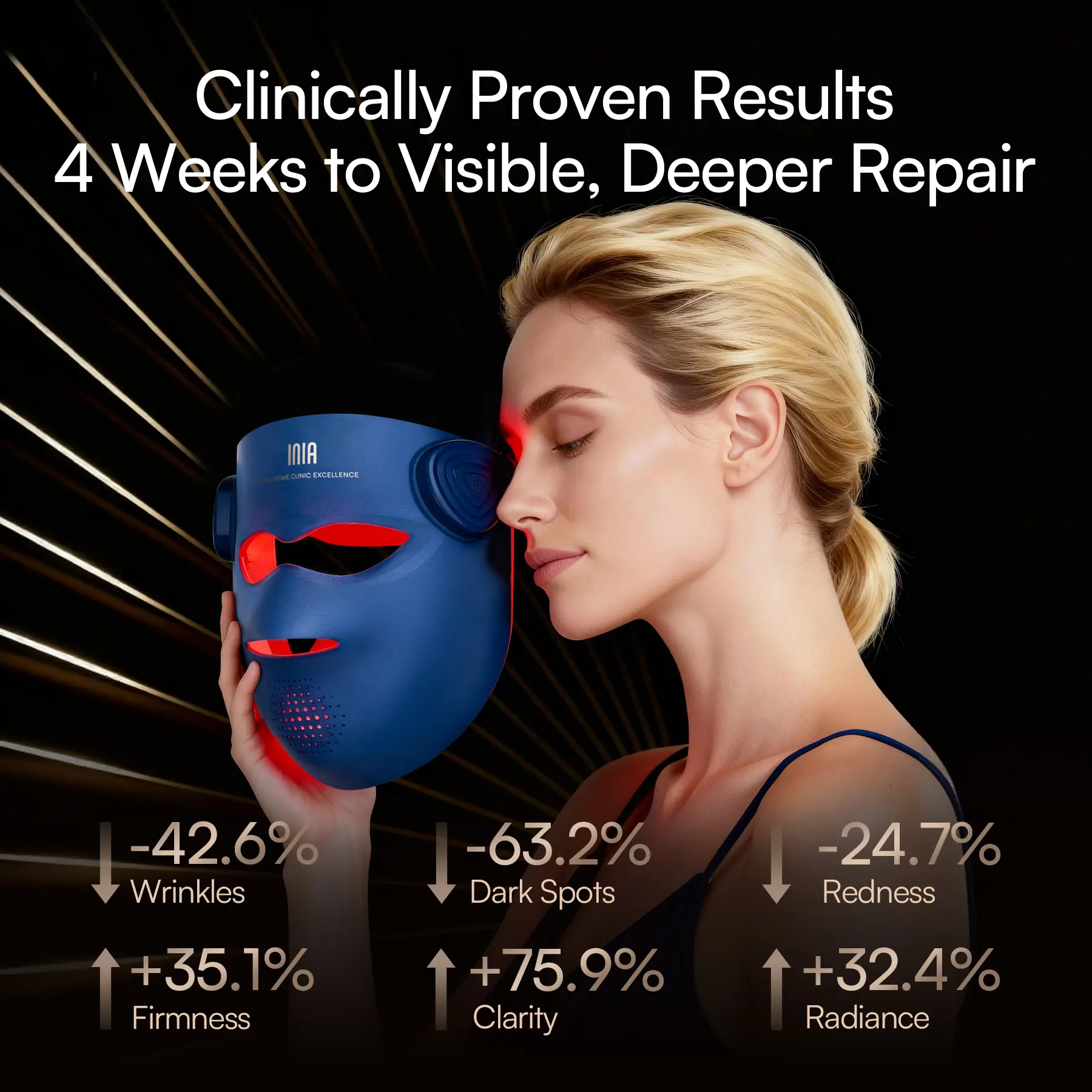 Wireless 4D LED Face Therapy Mask - Dual NIR Deep Penetration Jawline Lift Device