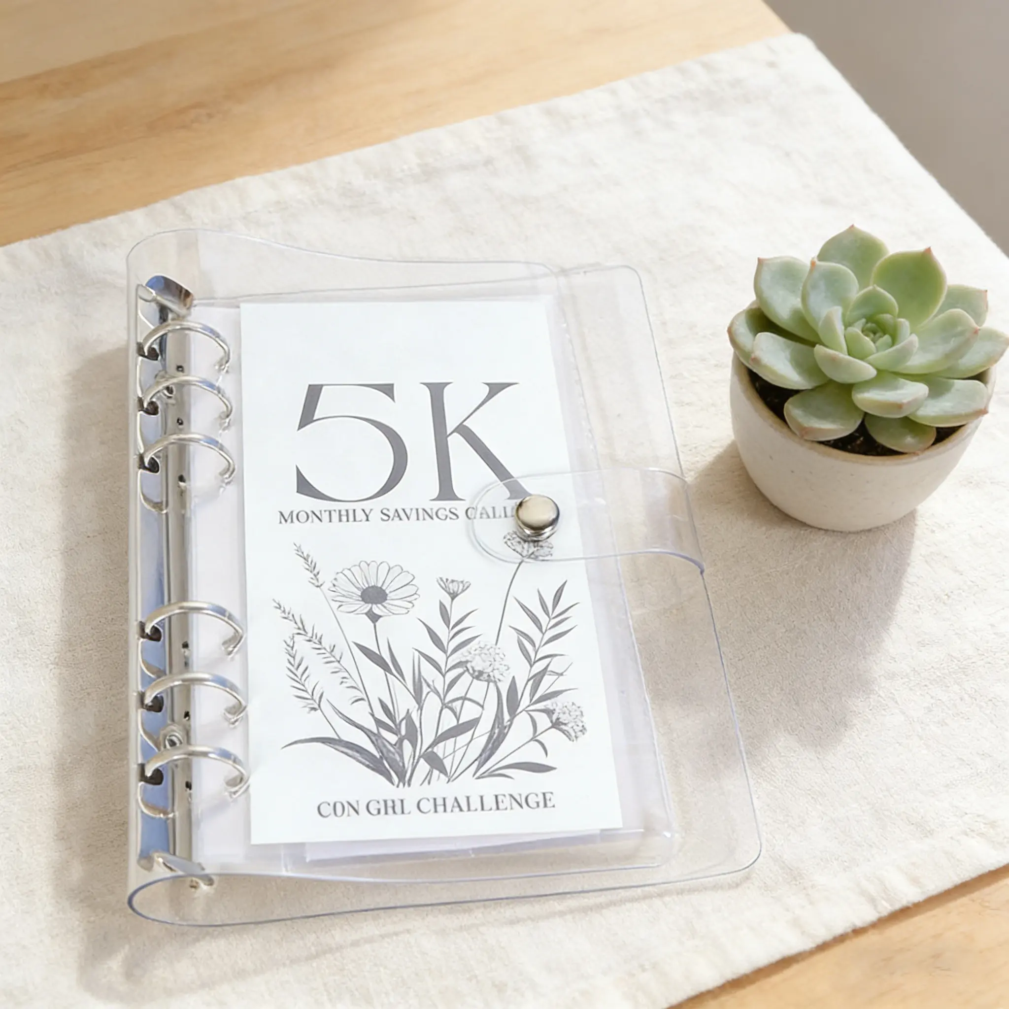 A6 12-Month Money Savings Challenge Binder with Cash Envelopes