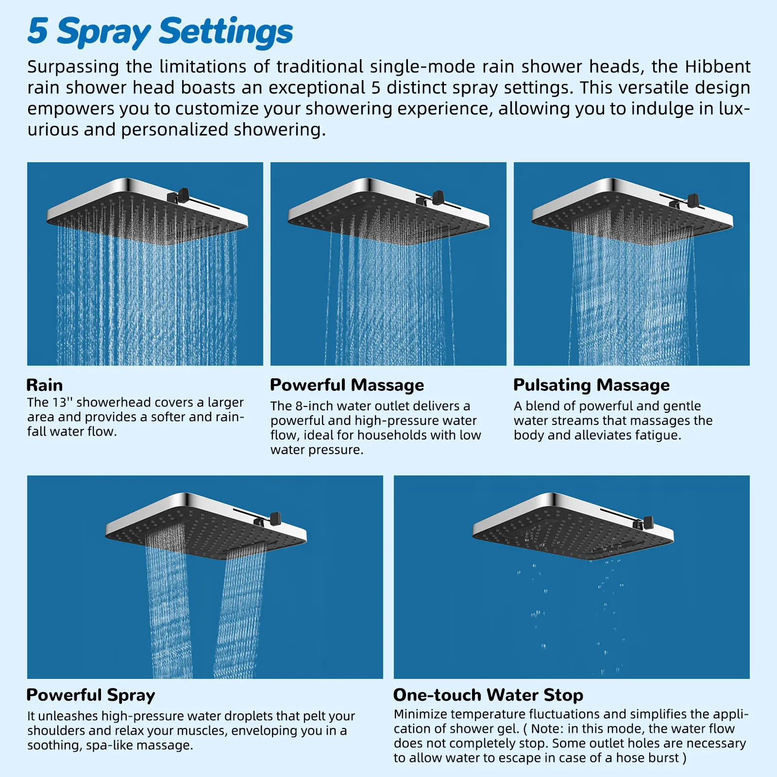 Chrome Shower Head Combo with 13-Inch Rainfall Shower Head