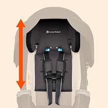 Integrated headrest and no rethread harness offers convenience when adjusting the headrest