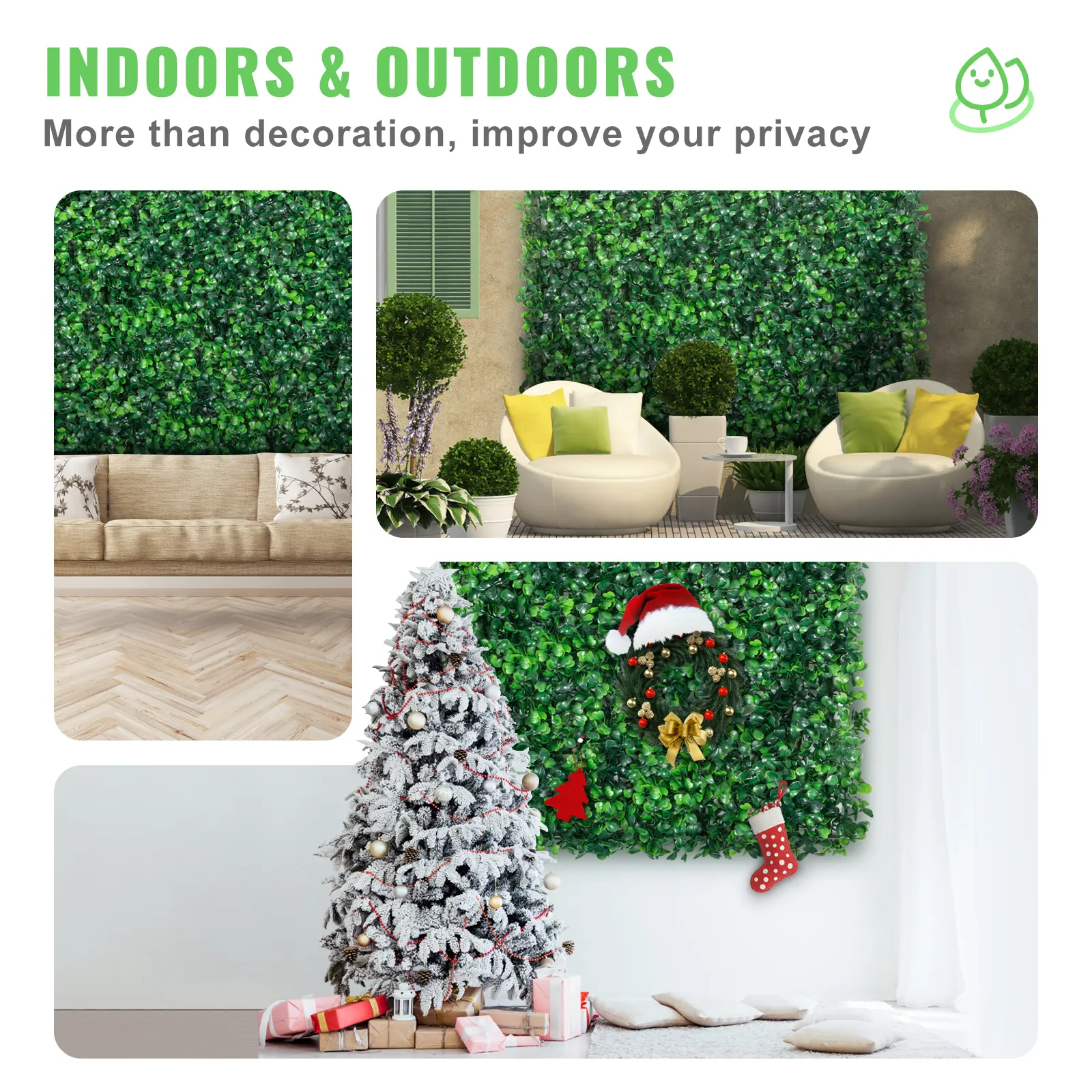 24-Pack Artificial Boxwood Panels （20"x20" ）