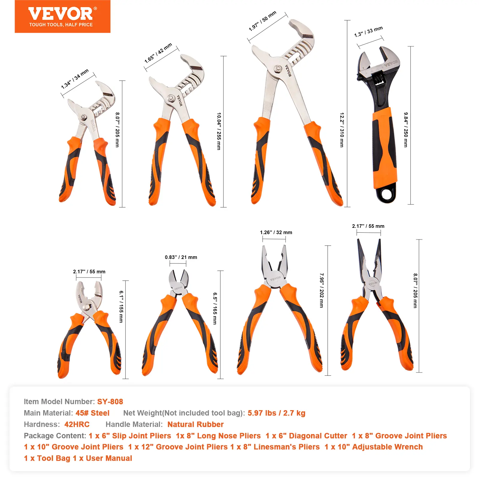 8-Piece Pliers Set with Tool Bag 
