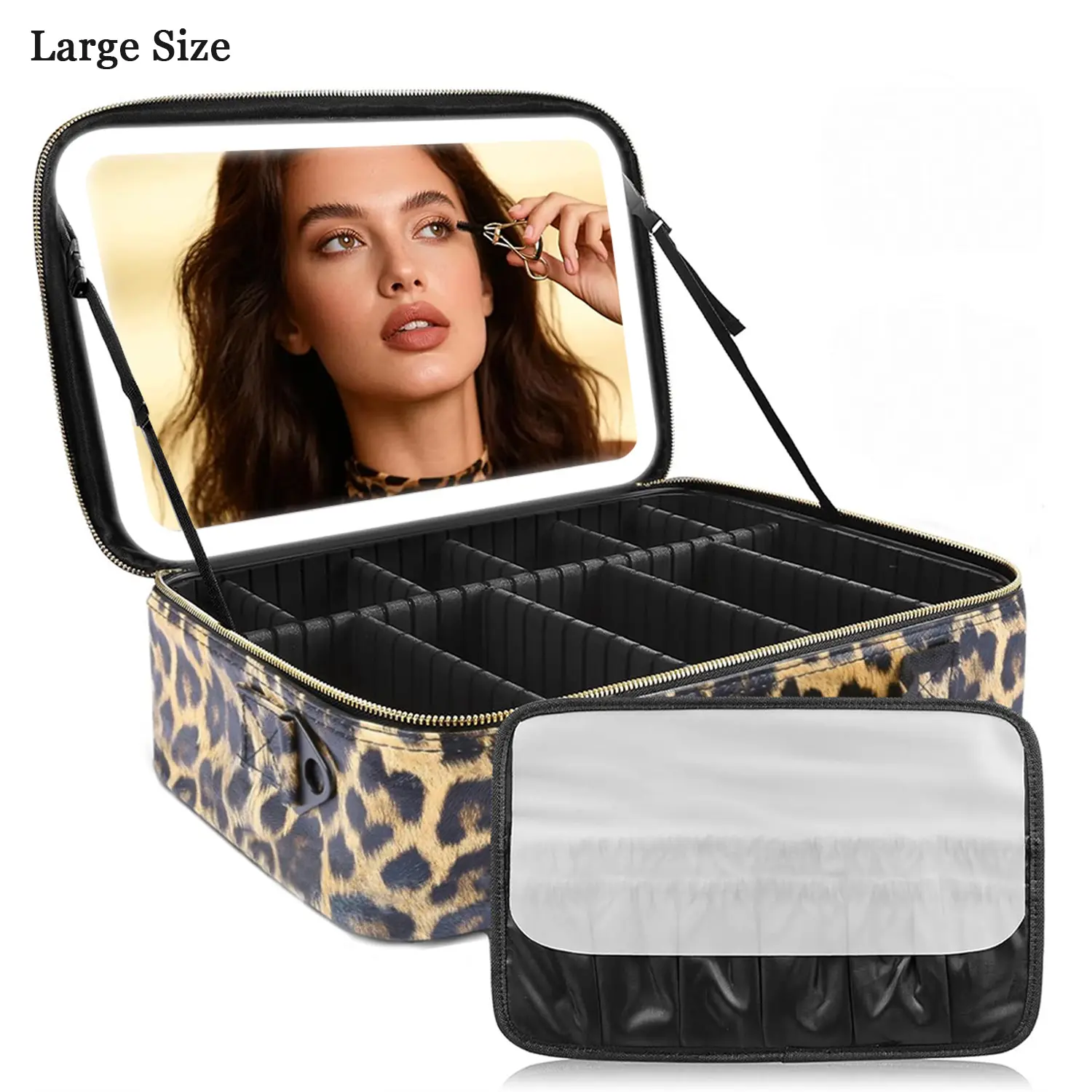 Travel Makeup Bag with LED Mirror
