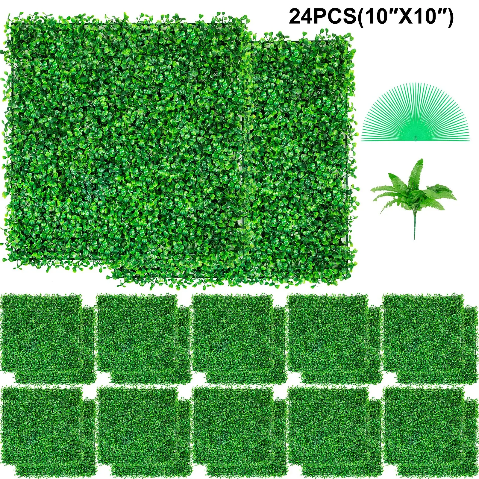 24-Pack Artificial Boxwood Panels （20"x20" ）
