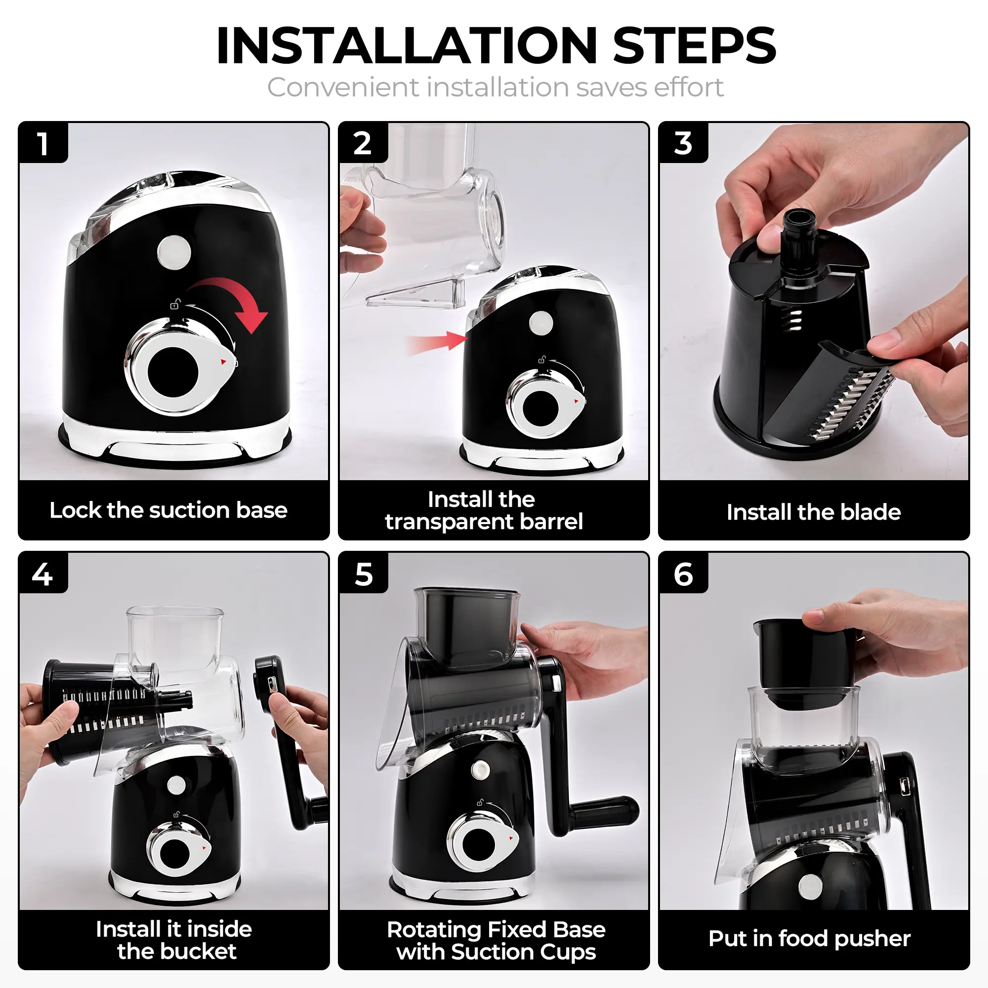 Vegetable Food Chopper with 6 Blades & Suction Base