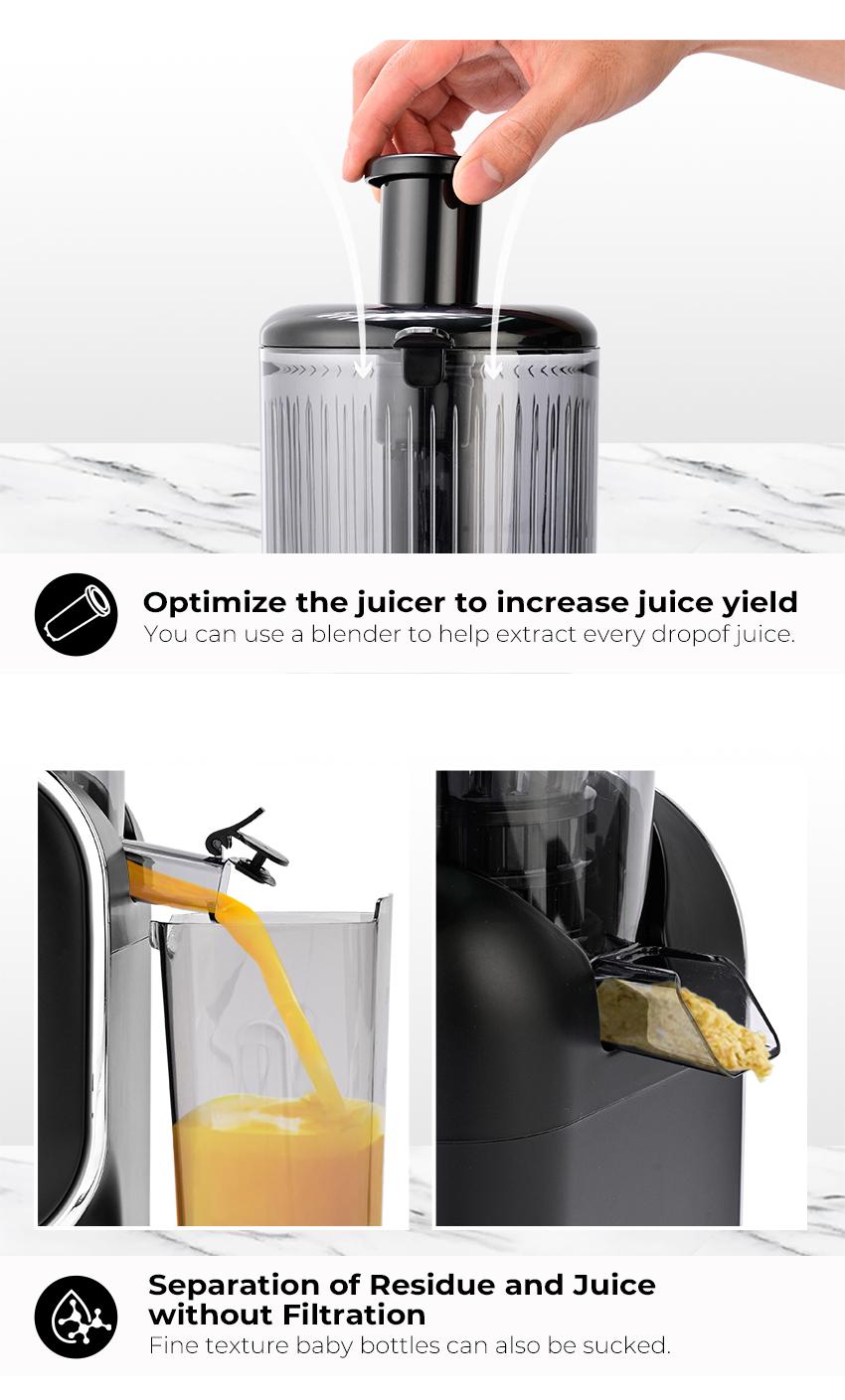 SUSTEAS Cold Press Juicer, 5.3 Inch Large Feed Opening, Slow Masticator Chute, For Whole Vegetables and Fruits, High Yield, Easy to Clean Springtok Steel,summerwins summerwins,home essentials