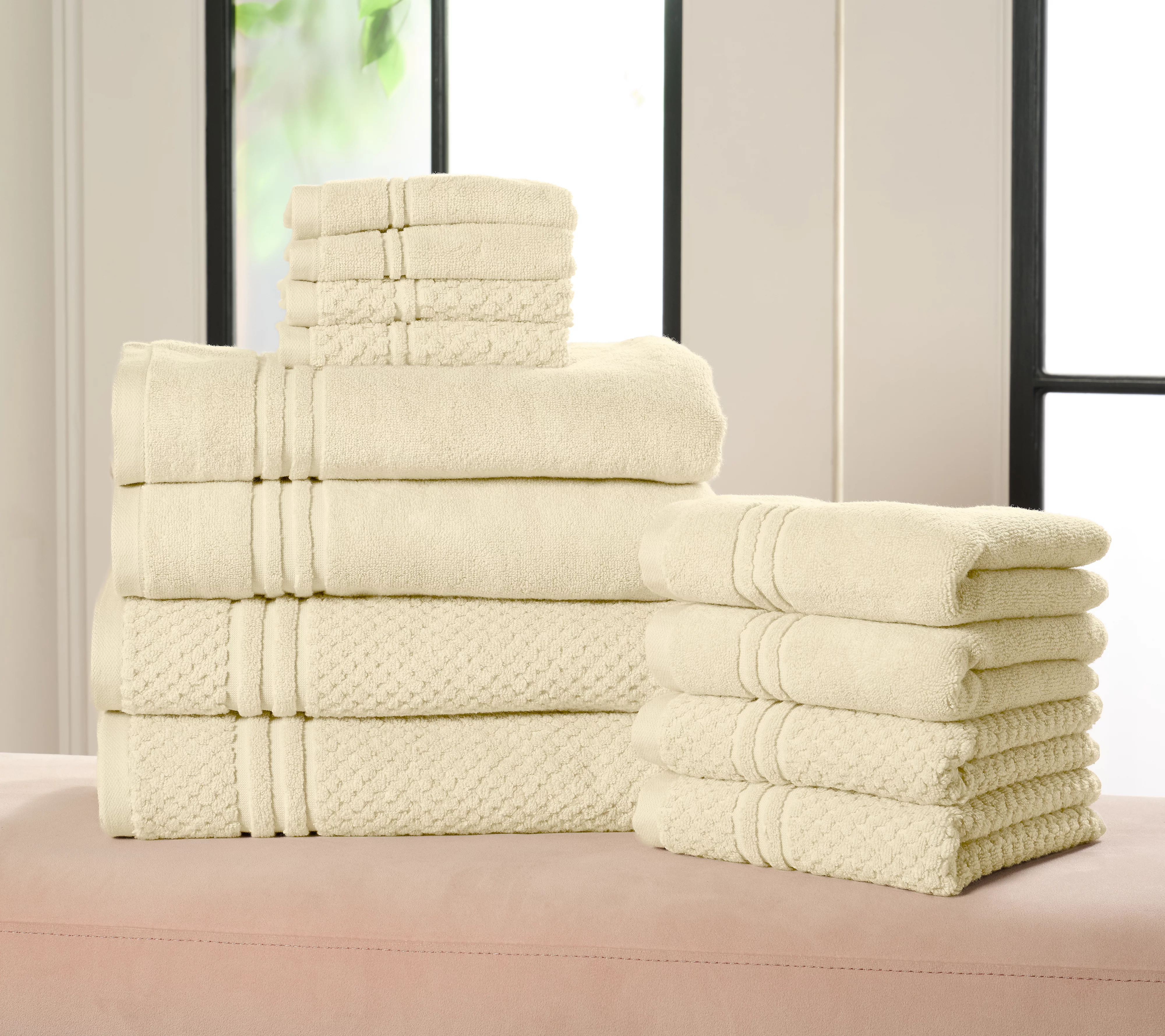 Home Reflections 100% Cotton Solid & Texture 12-pc Towel Set