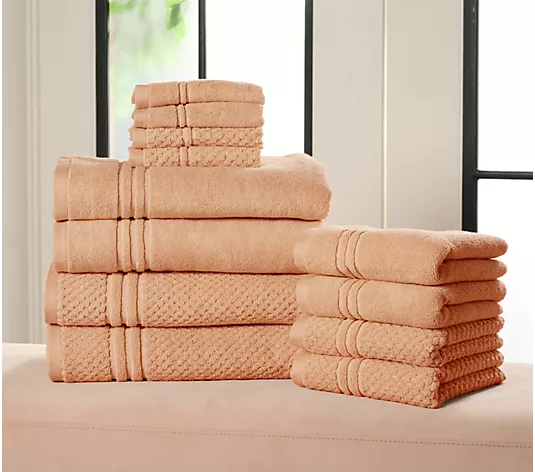 Home Reflections 100% Cotton Solid & Texture 12-pc Towel Set