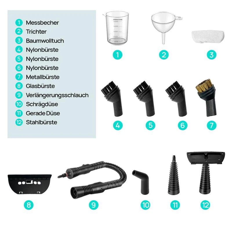 💎 60% RABATT! 💎 Hand-Multiflächen-Dampfreiniger mit Druckboost – 12-teiliges Set, Chemiefrei & 99,9 % Keimabtötung