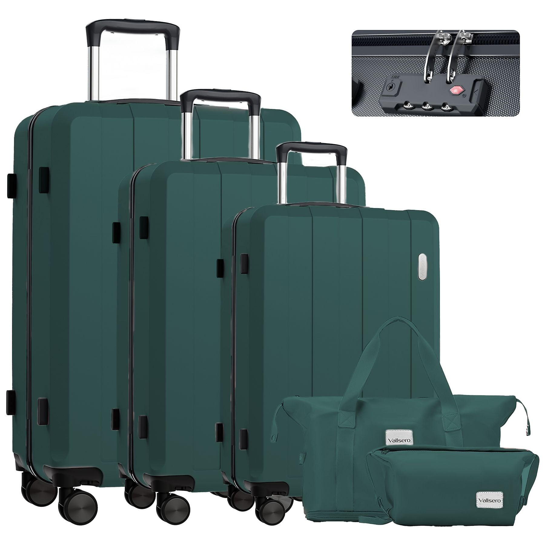 Trolley Set (20", 24", 28") Rolling Suitcase 5-Piece Set Luggage Set
