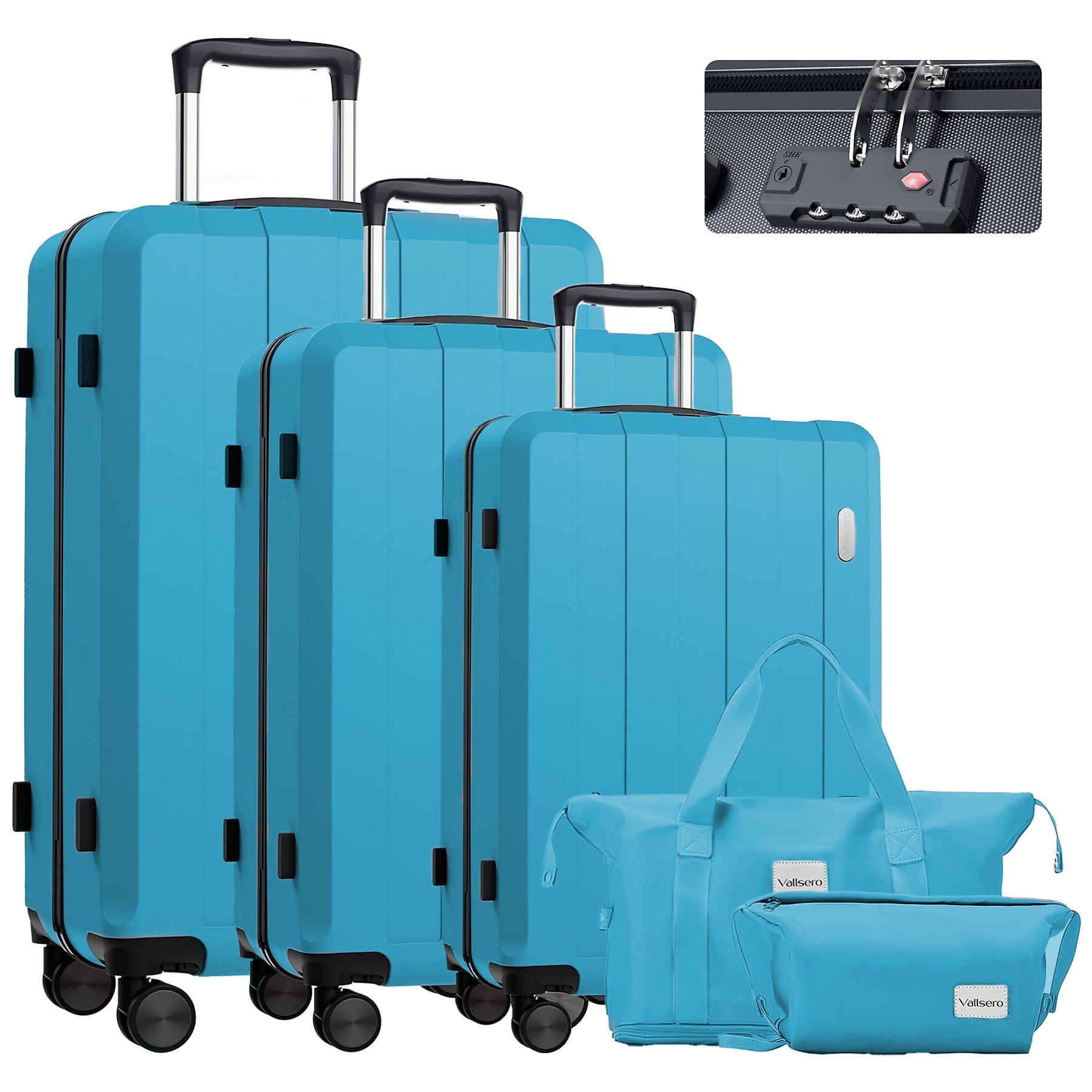 Trolley Set (20", 24", 28") Rolling Suitcase 5-Piece Set Luggage Set