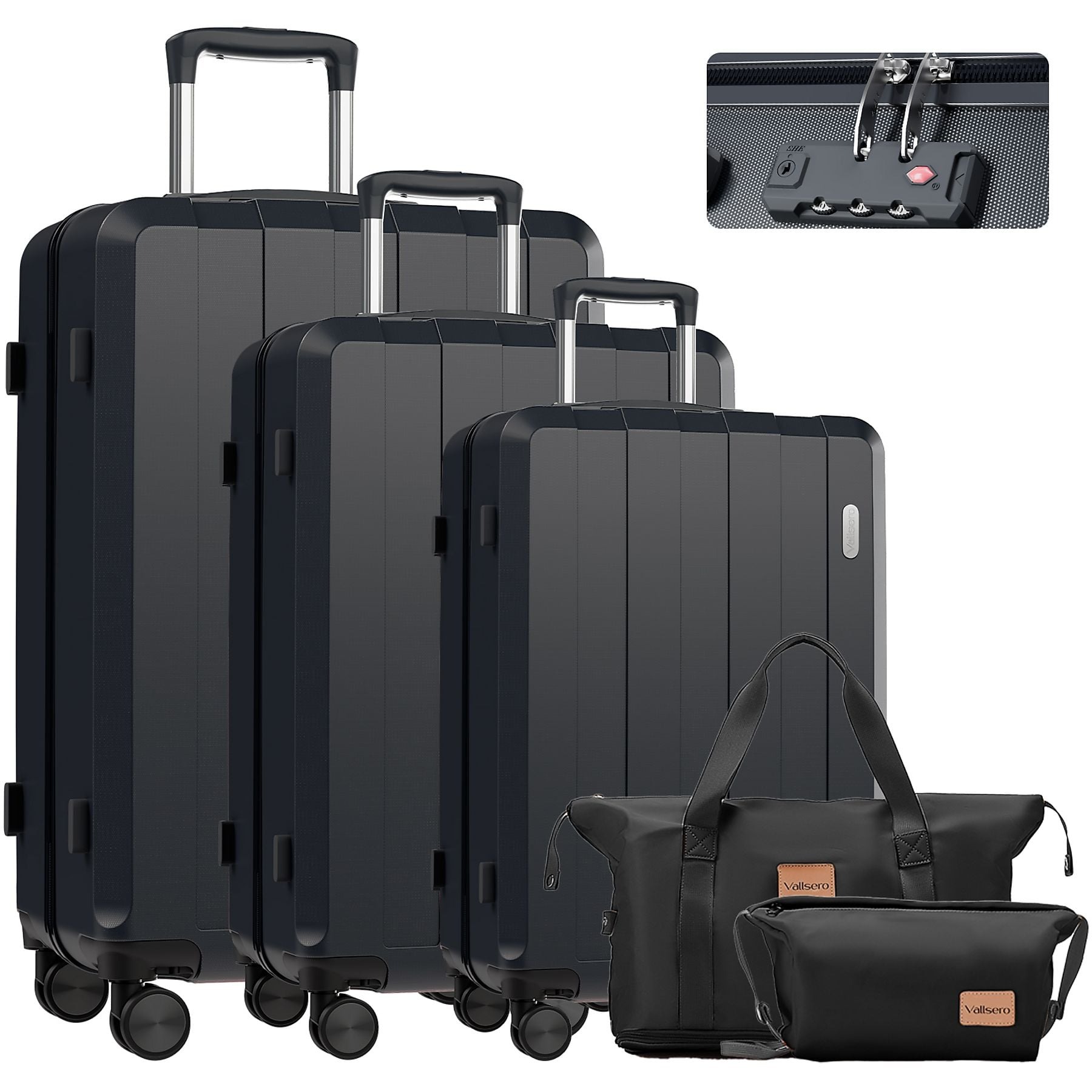 Trolley Set (20", 24", 28") Rolling Suitcase 5-Piece Set Luggage Set