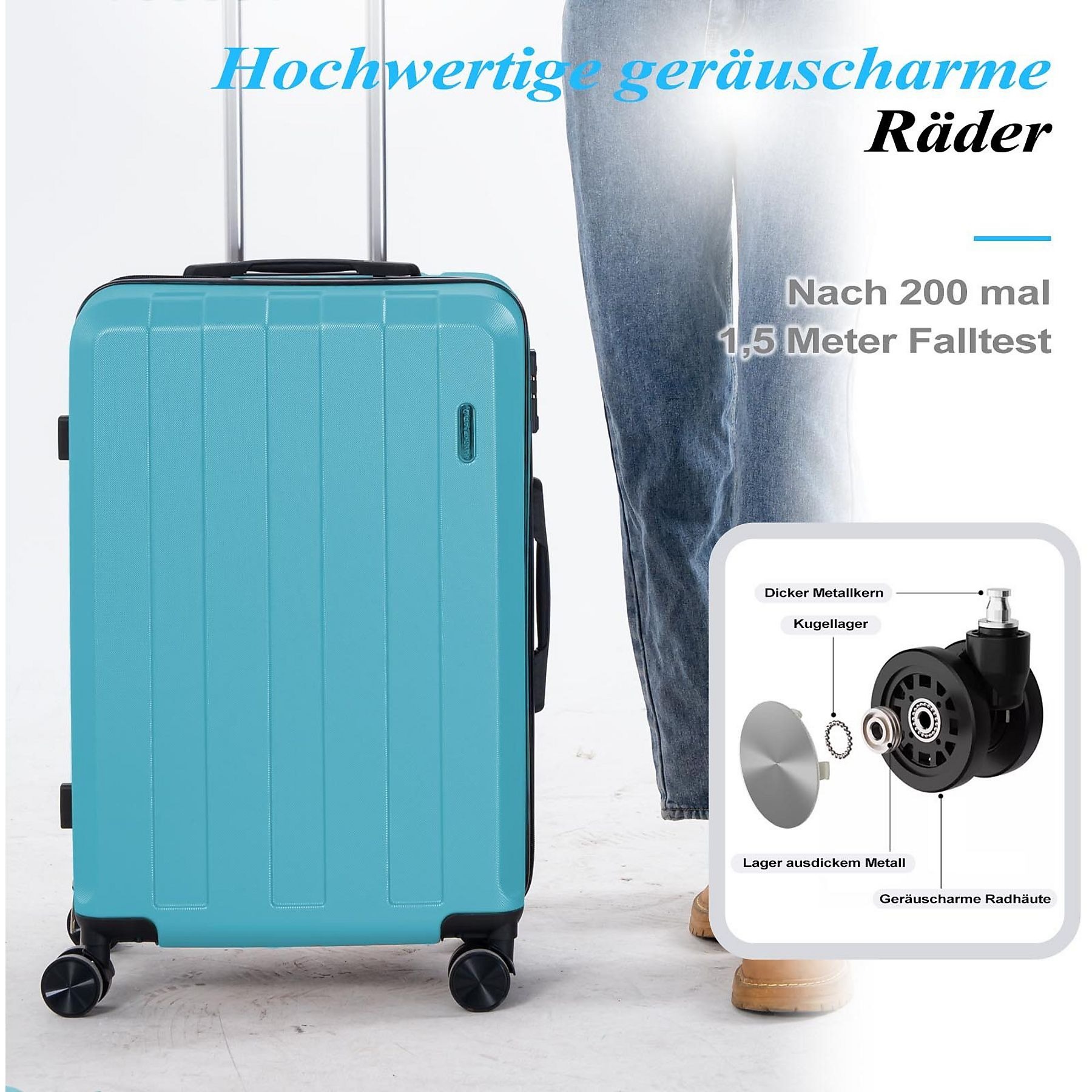Trolley Set (20", 24", 28") Rolling Suitcase 5-Piece Set Luggage Set