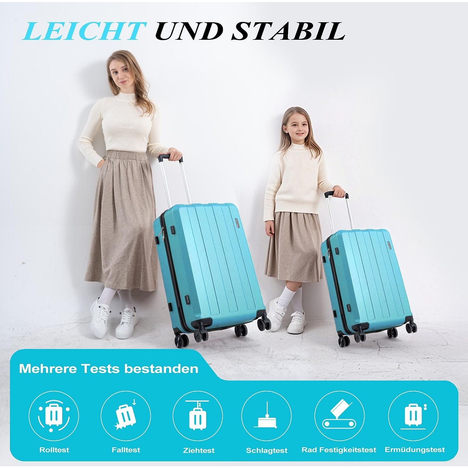 Trolley Set (20", 24", 28") Rolling Suitcase 5-Piece Set Luggage Set