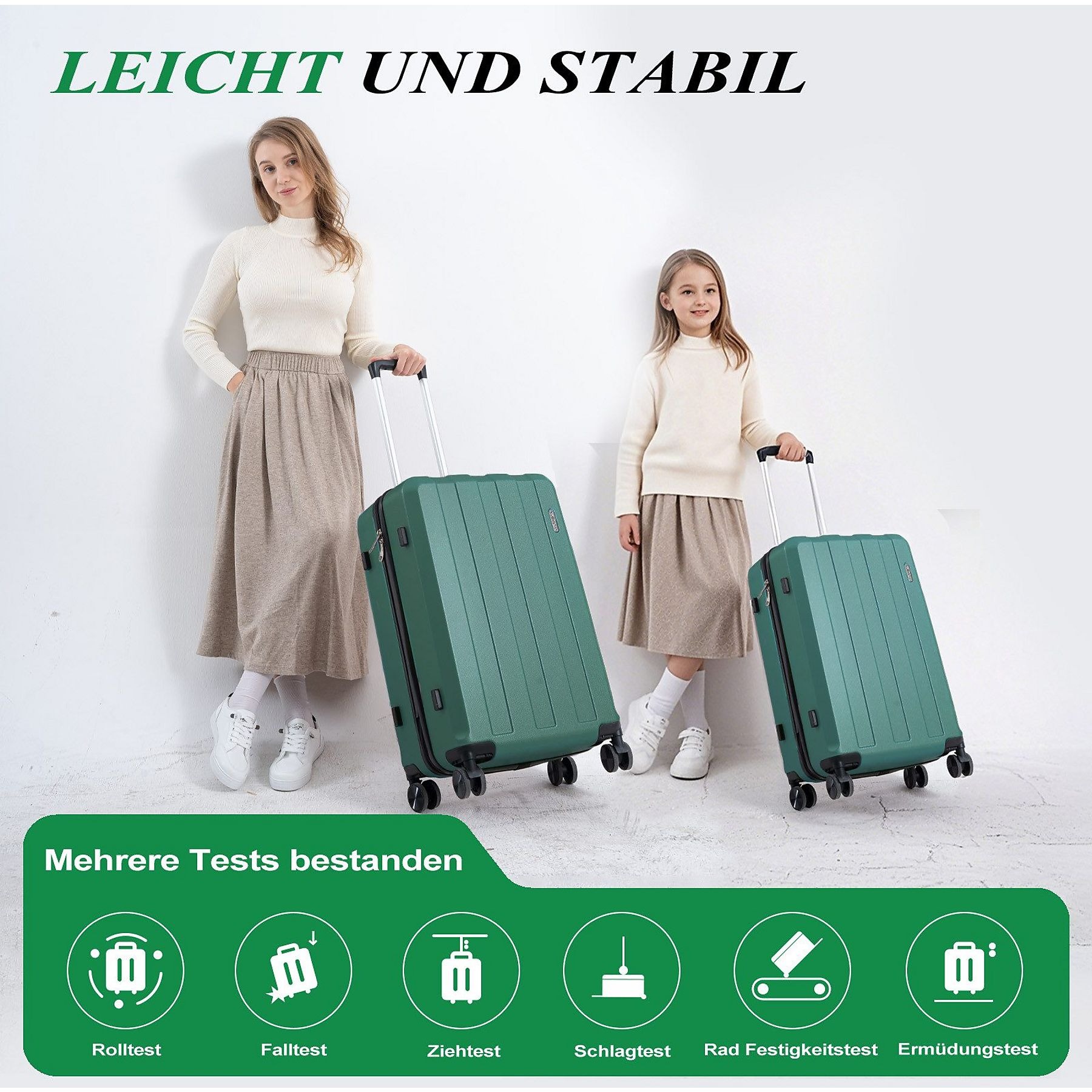 Trolley Set (20", 24", 28") Rolling Suitcase 5-Piece Set Luggage Set