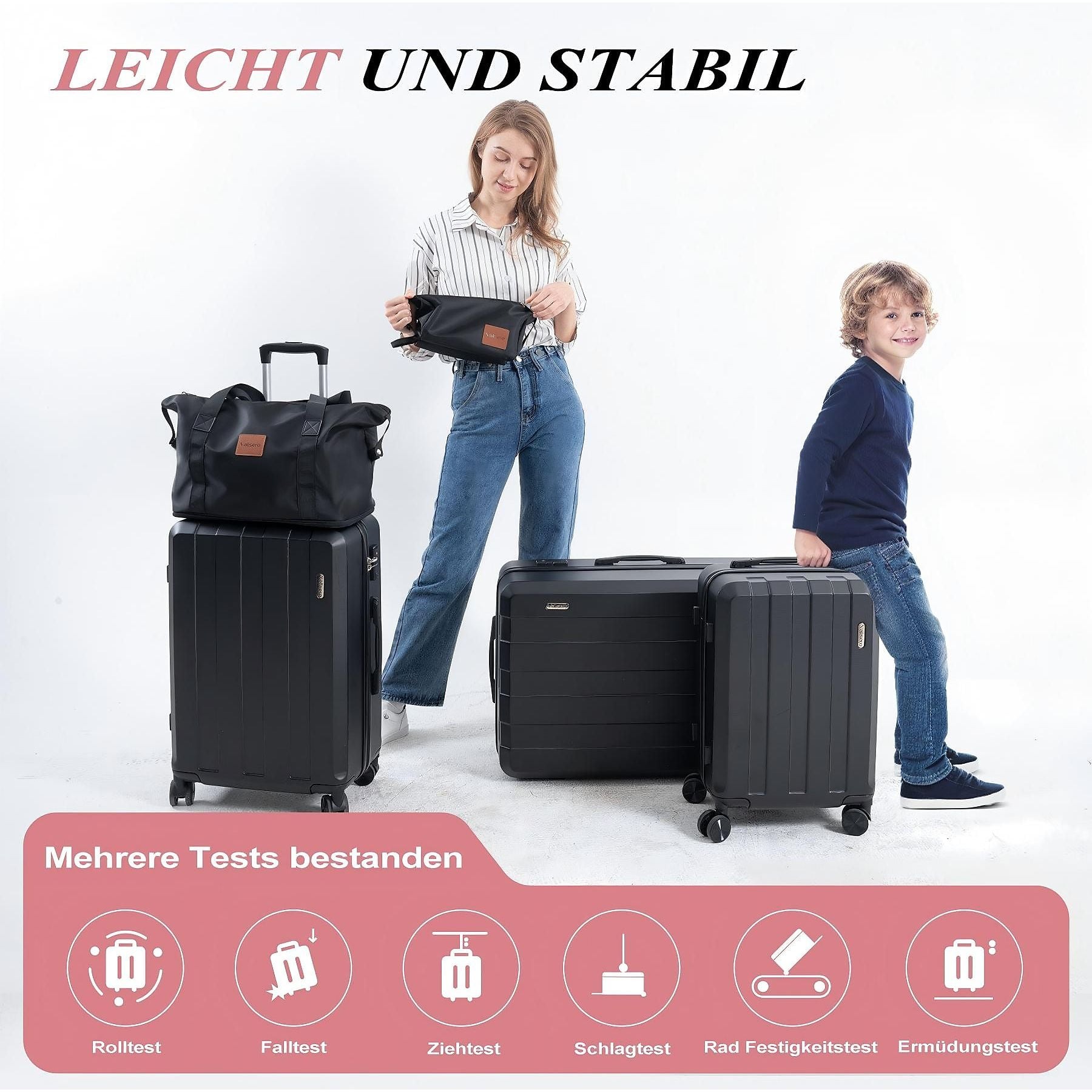 Trolley Set (20", 24", 28") Rolling Suitcase 5-Piece Set Luggage Set