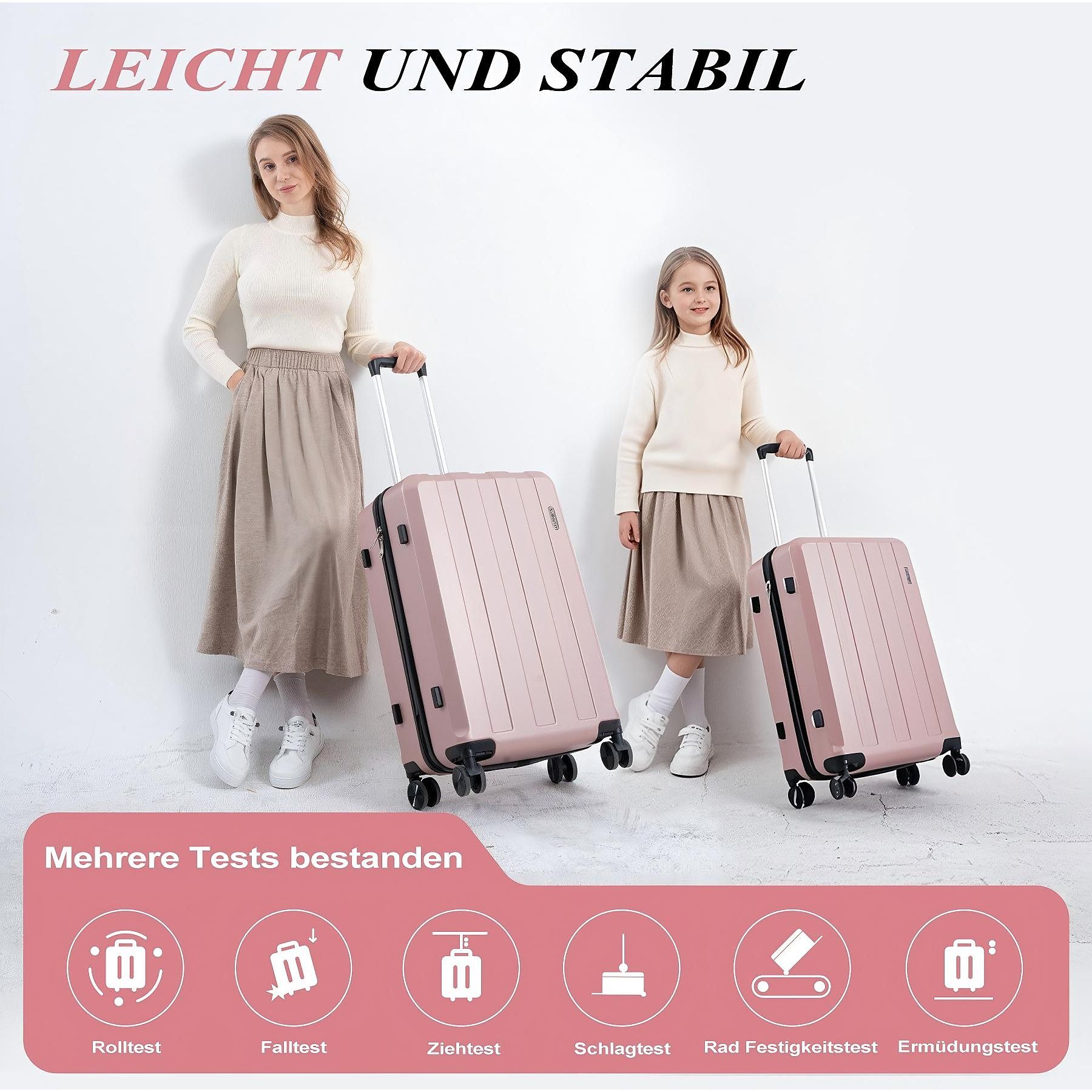 Trolley Set (20", 24", 28") Rolling Suitcase 5-Piece Set Luggage Set