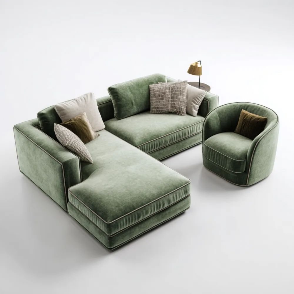 Sofa-Set Samt 280x160x80 cm – Grün – Modernes Design