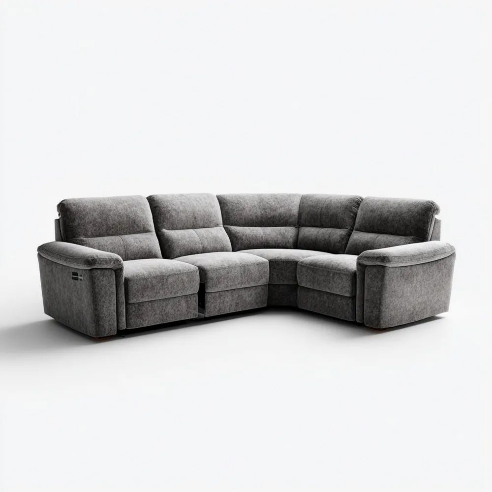 Ecksofa-Set Stoff 300x300x100 cm - Hellgrau - Modernes Design