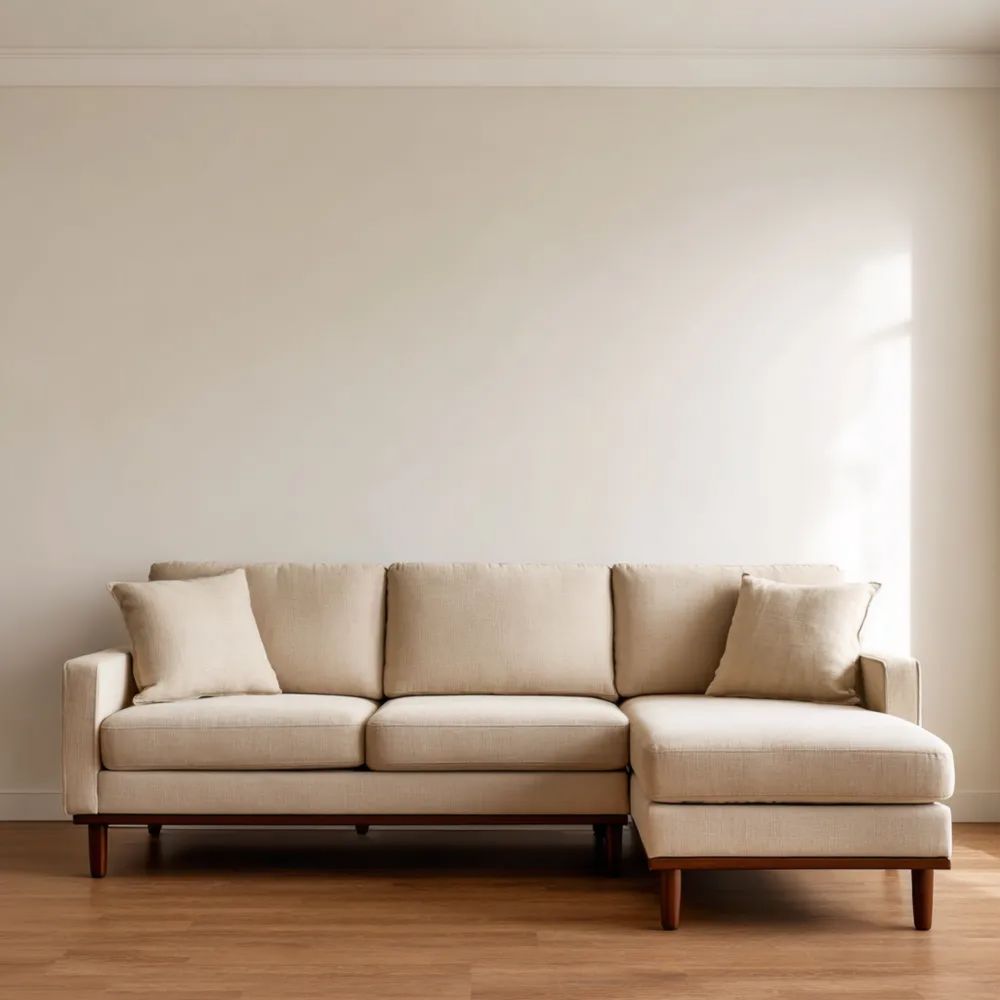 Ecksofa Stoff 250x90x150 cm – Beige – Modernes Design