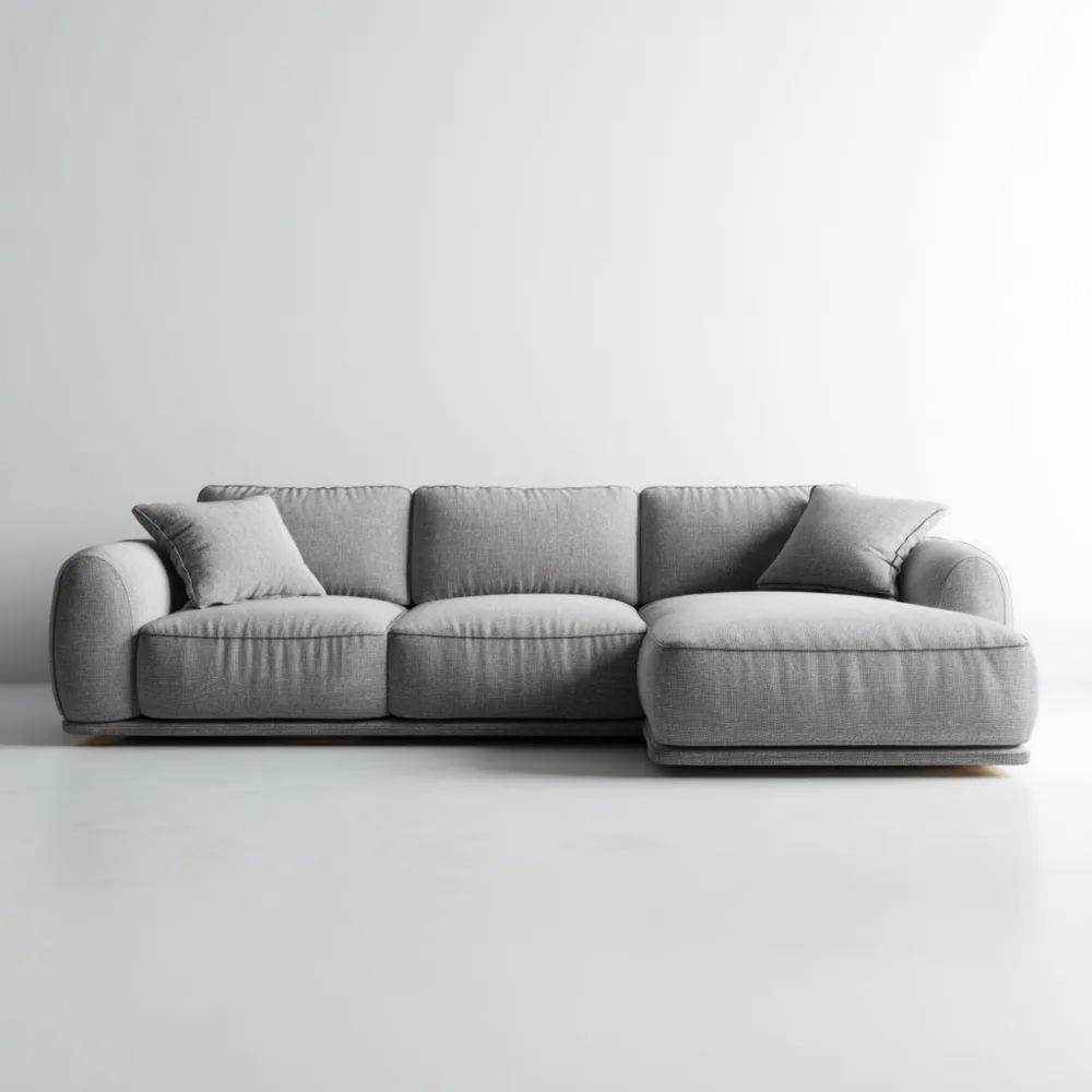 Ecksofa Stoff 300x100x75 cm – Hellgrau – Modernes Design