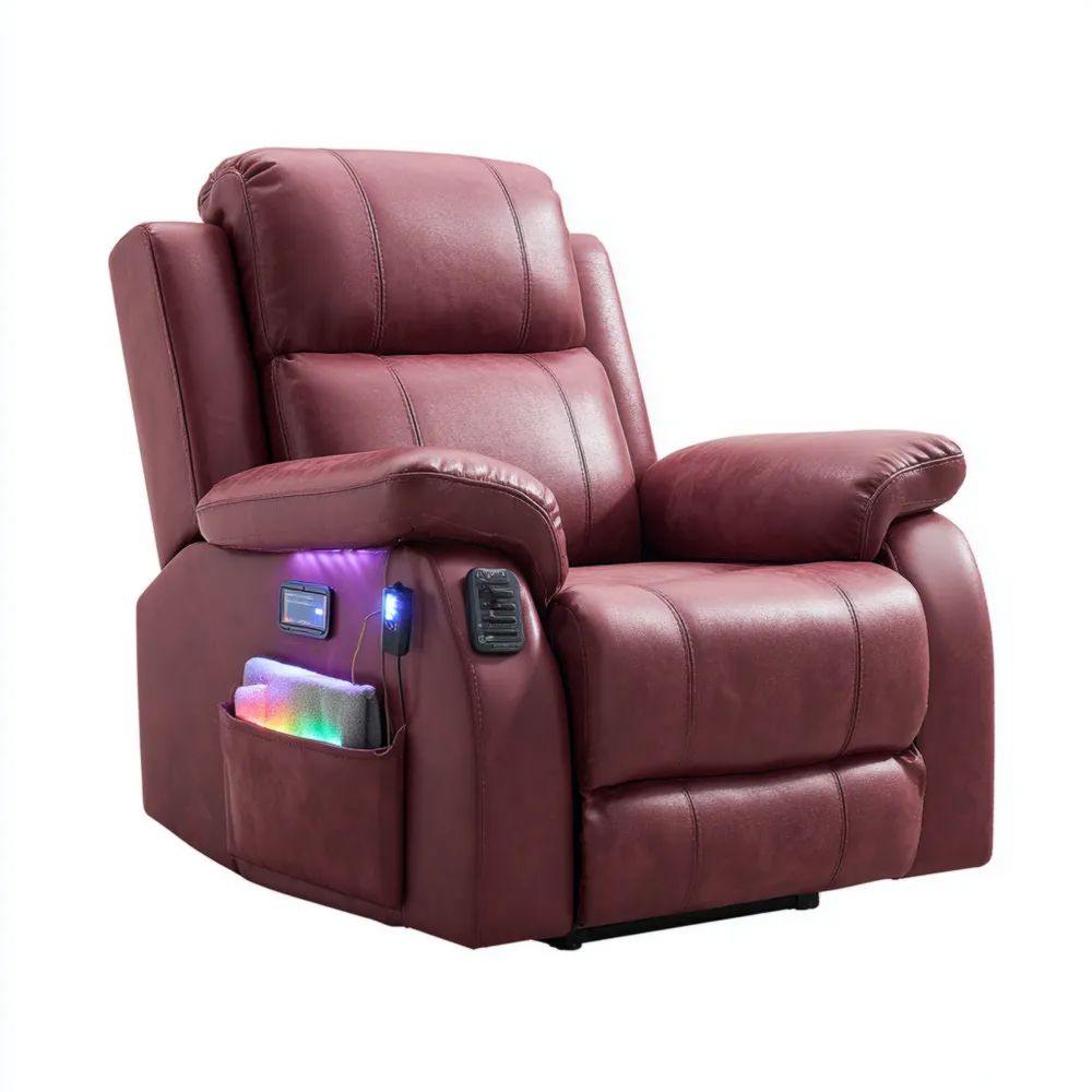 Relaxsessel Kunstleder 100x90x100 cm – Rot – Massagemodell