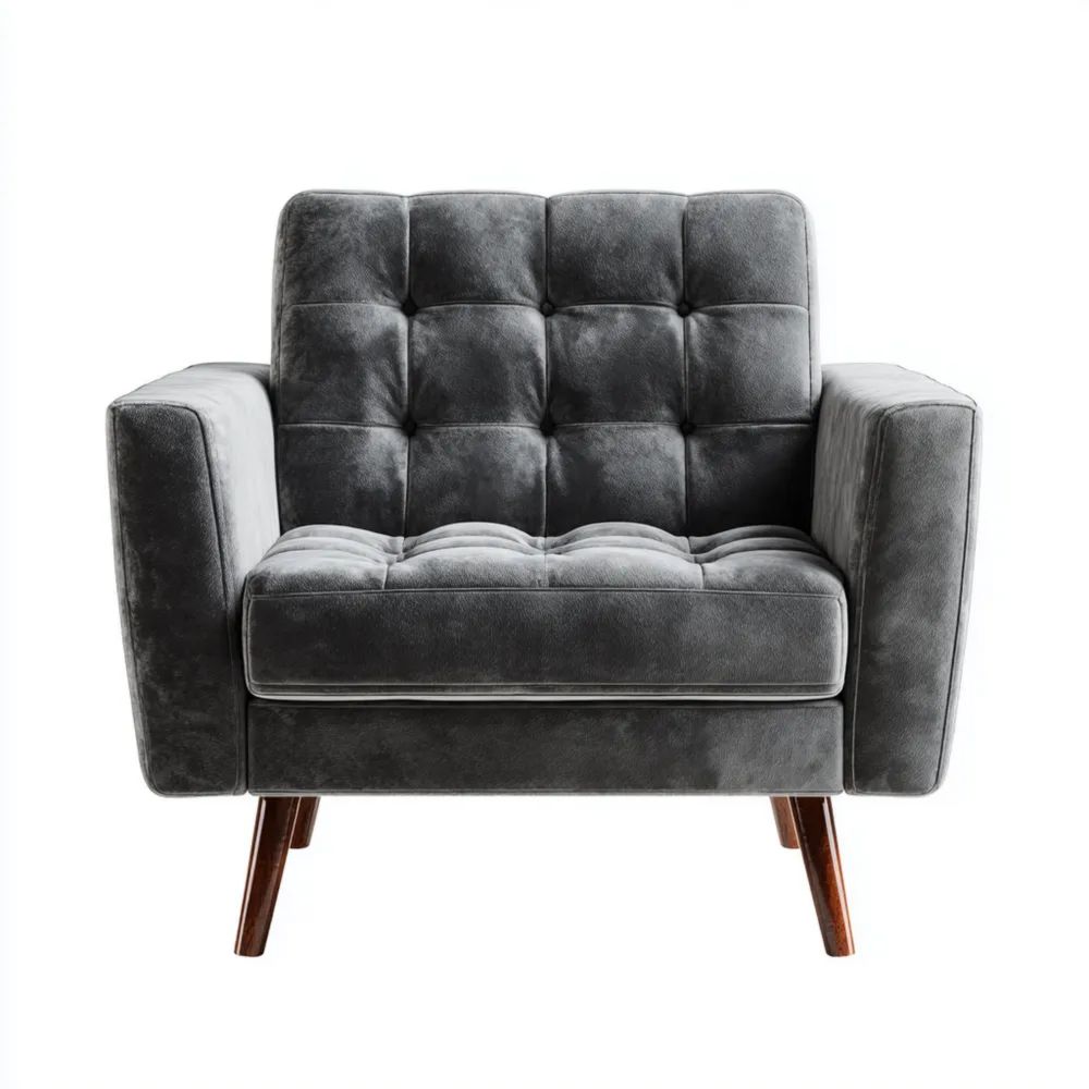 Sessel Samt 85x75x80 cm - Dunkelgrau - Modernes Design