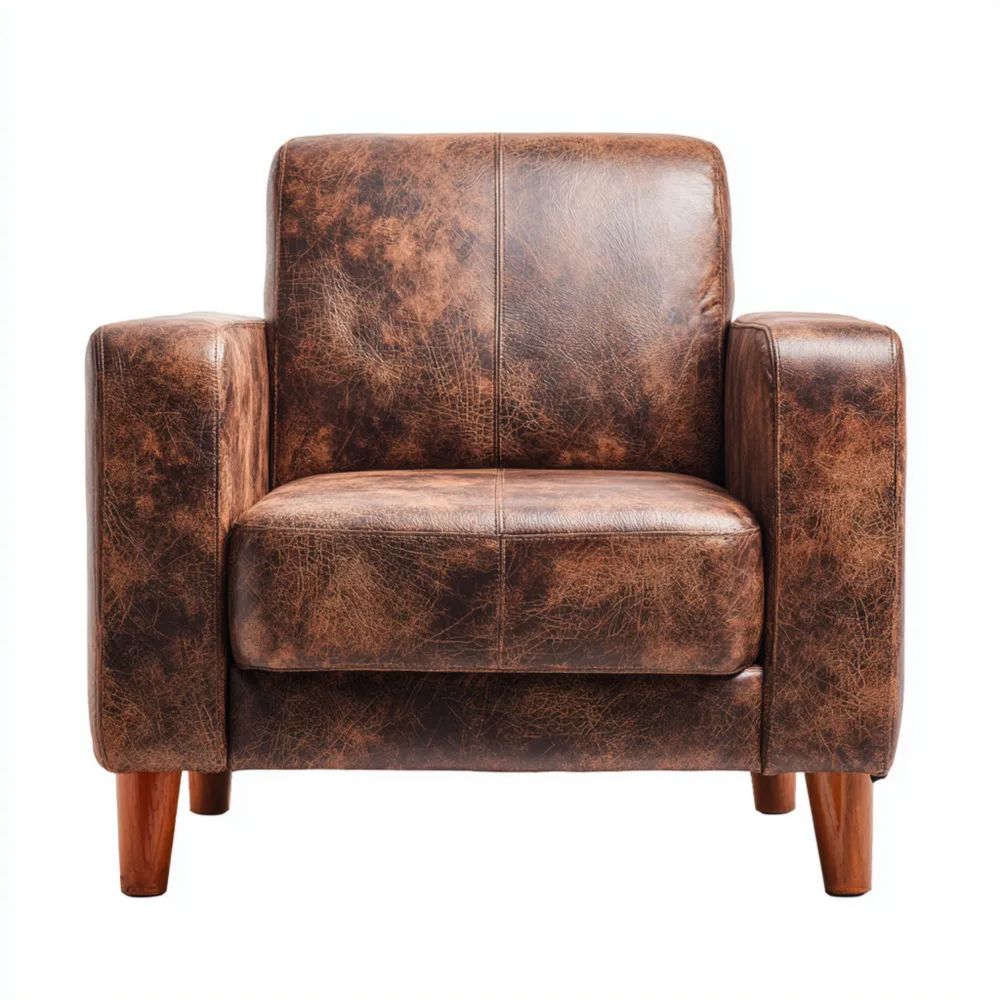 Sessel Lederoptik 90x80x75 cm - Vintage Braun - Klassisches Design