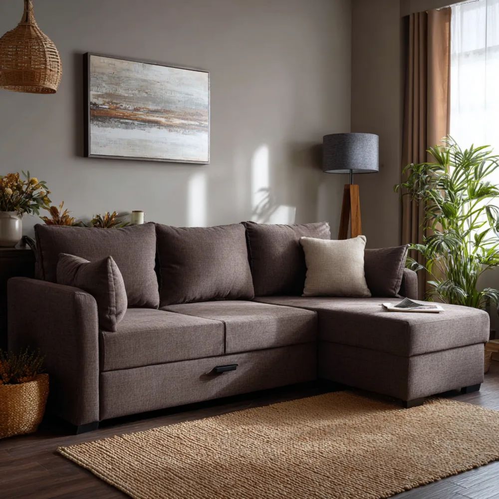 Ecksofa Stoff 250x160x85 cm - Braun - Modernes Design